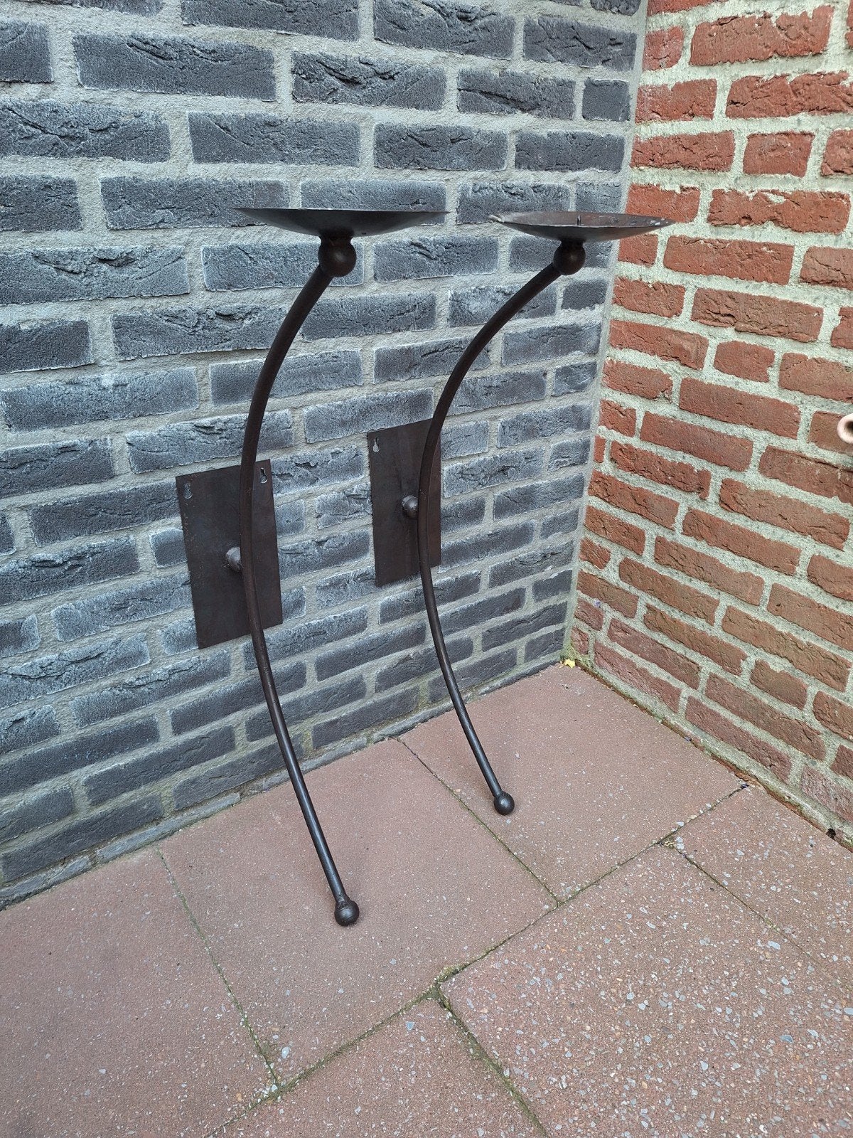 2 grote muurkandelaars., Ophalen, Gebruikt, Bruin, 83 cm