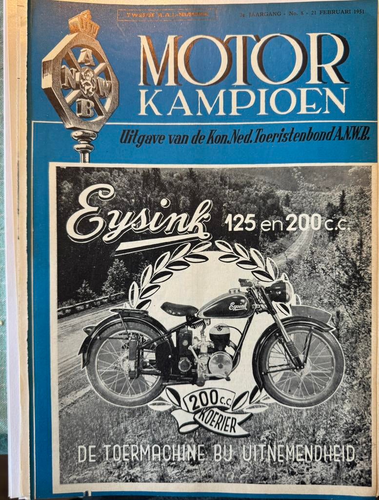 Advertentie 1951 Eysink Koerier 125 en 200 cc, Verzamelen, Verzenden, Zo goed als nieuw, Motoren