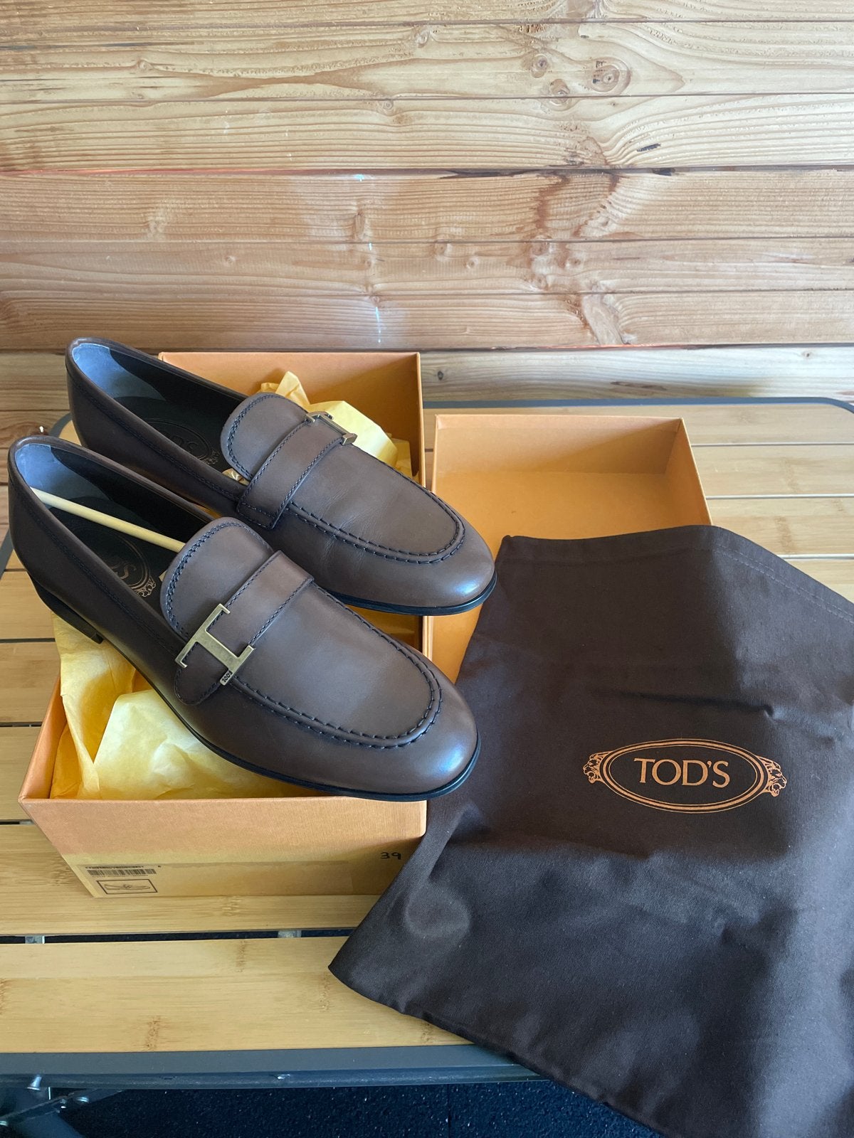 Tod's Loafers Heren - Bruin Leer - Maat 6 (EU 39), Verzenden, Zo goed als nieuw, Bruin, Loafers