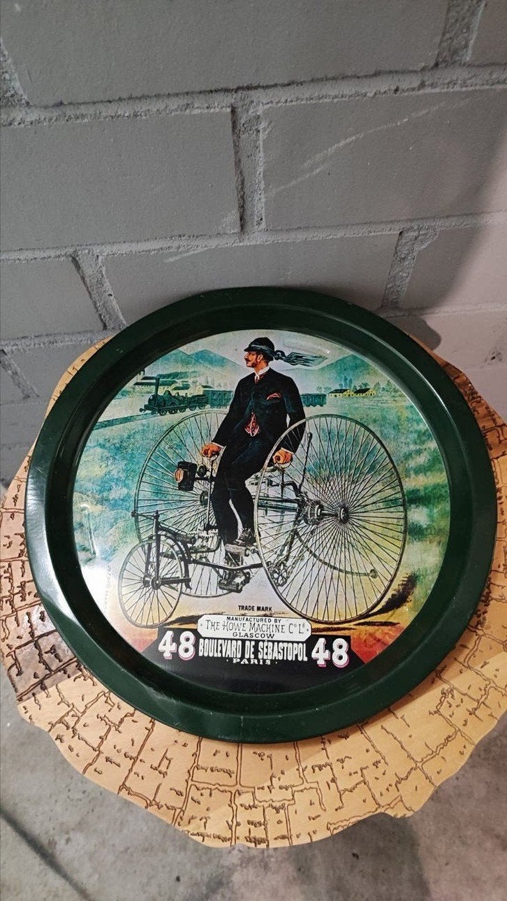 Vintage rond metalen reclamedienblad / wandbord Howe Bicycle, Antiek en Kunst, Ophalen of Verzenden