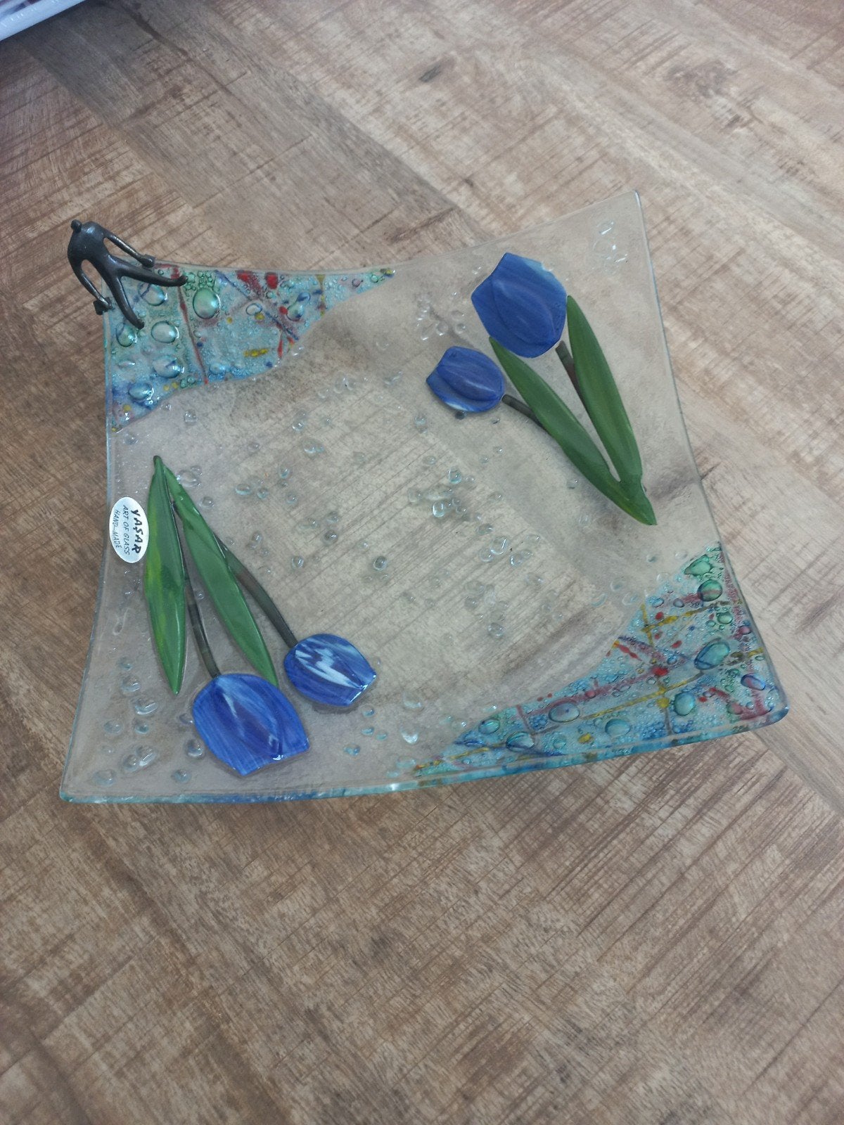 Decoratieve Turkse schaal van Yasar Art of Glass 40 cm, Ophalen of Verzenden