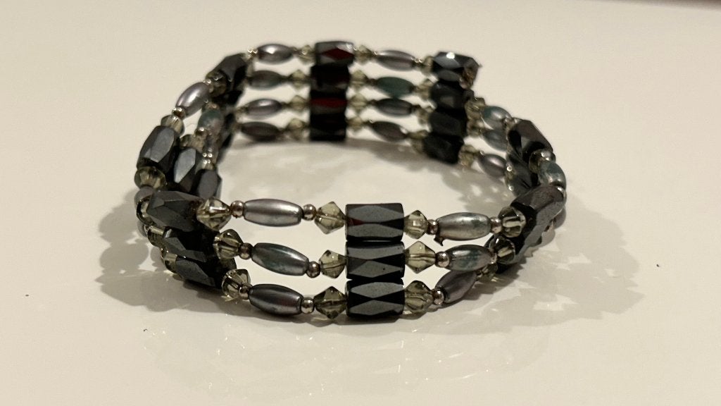 Magnetische zwart-grijze halsketting / armband, Sieraden, Tassen en Uiterlijk, Kettingen, Overige materialen, Verstelbaar, Zwart