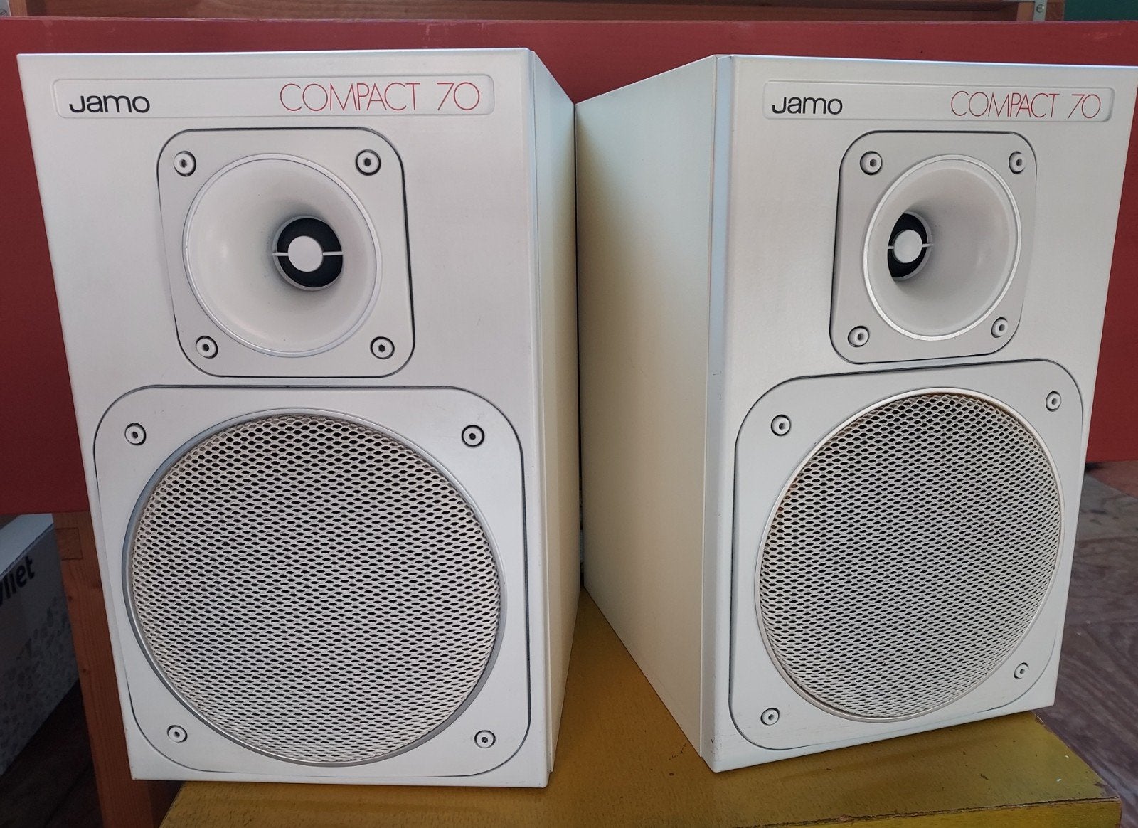 Witte retro Jamo Compact 70 set boxen, Audio, Tv en Foto, Ophalen, Gebruikt, 60 tot 120 watt, Jamo