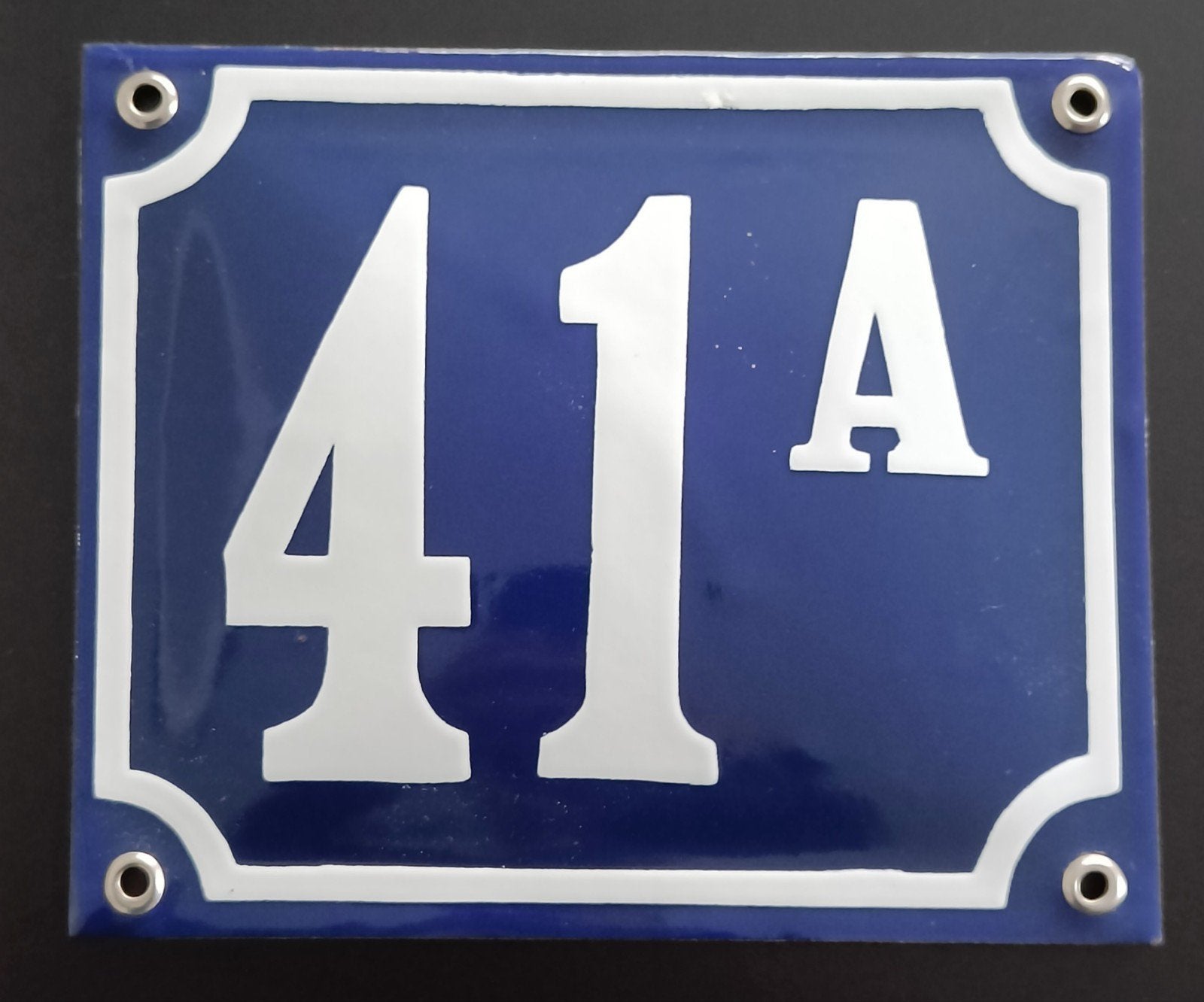 Emaille huisnummer 41A - Klassiek blauw-wit, Ophalen of Verzenden