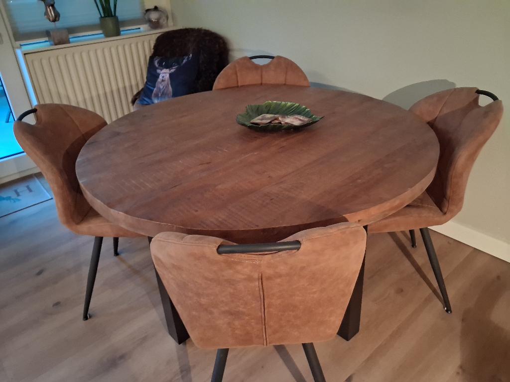 Eettafel mango, Huis en Inrichting, Ophalen, Overige materialen, Gebruikt, Rond