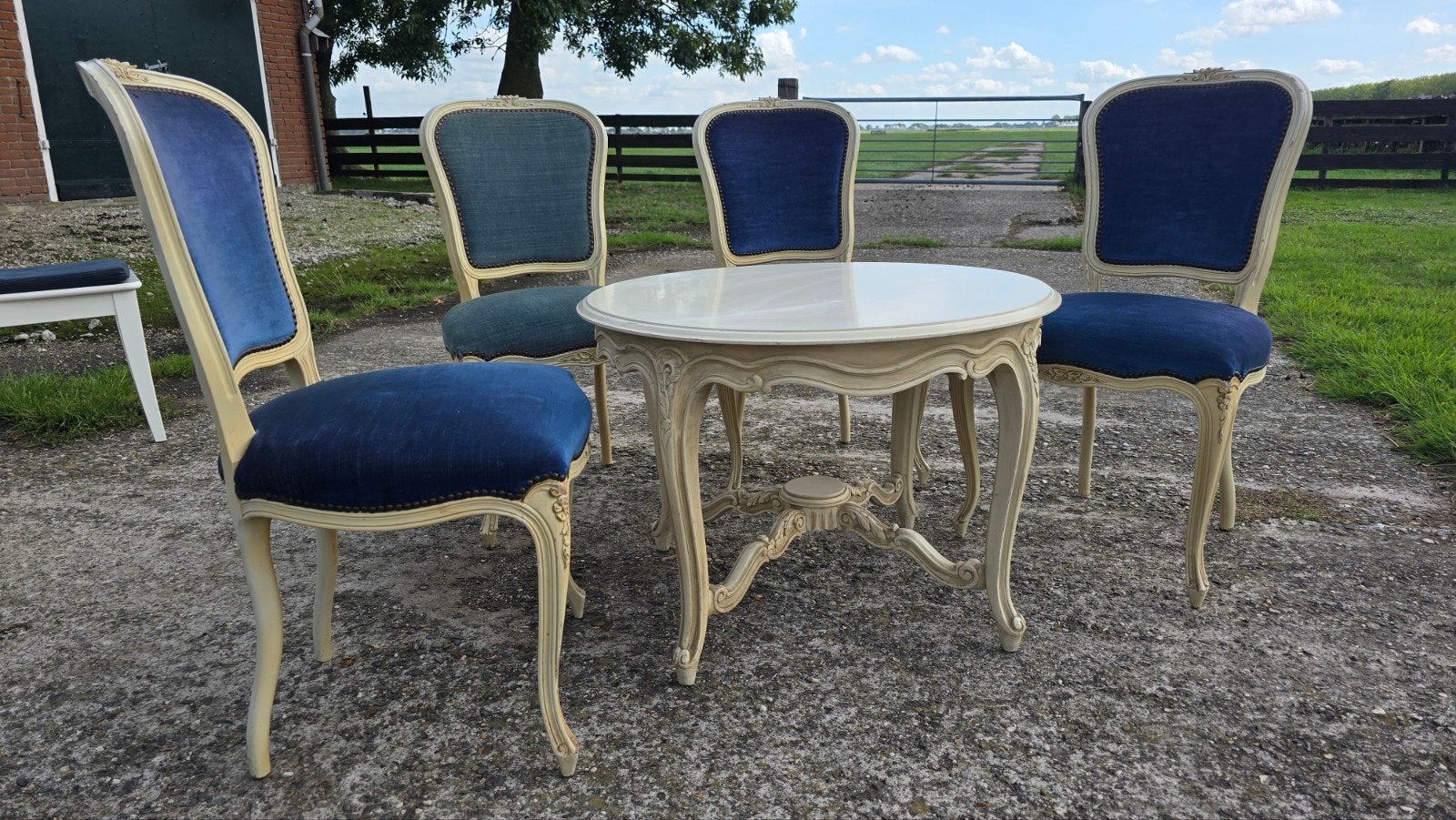 Antieke Franse Louis XV Stijl Salon Set - Tafel & Stoelen, Antiek en Kunst, Ophalen