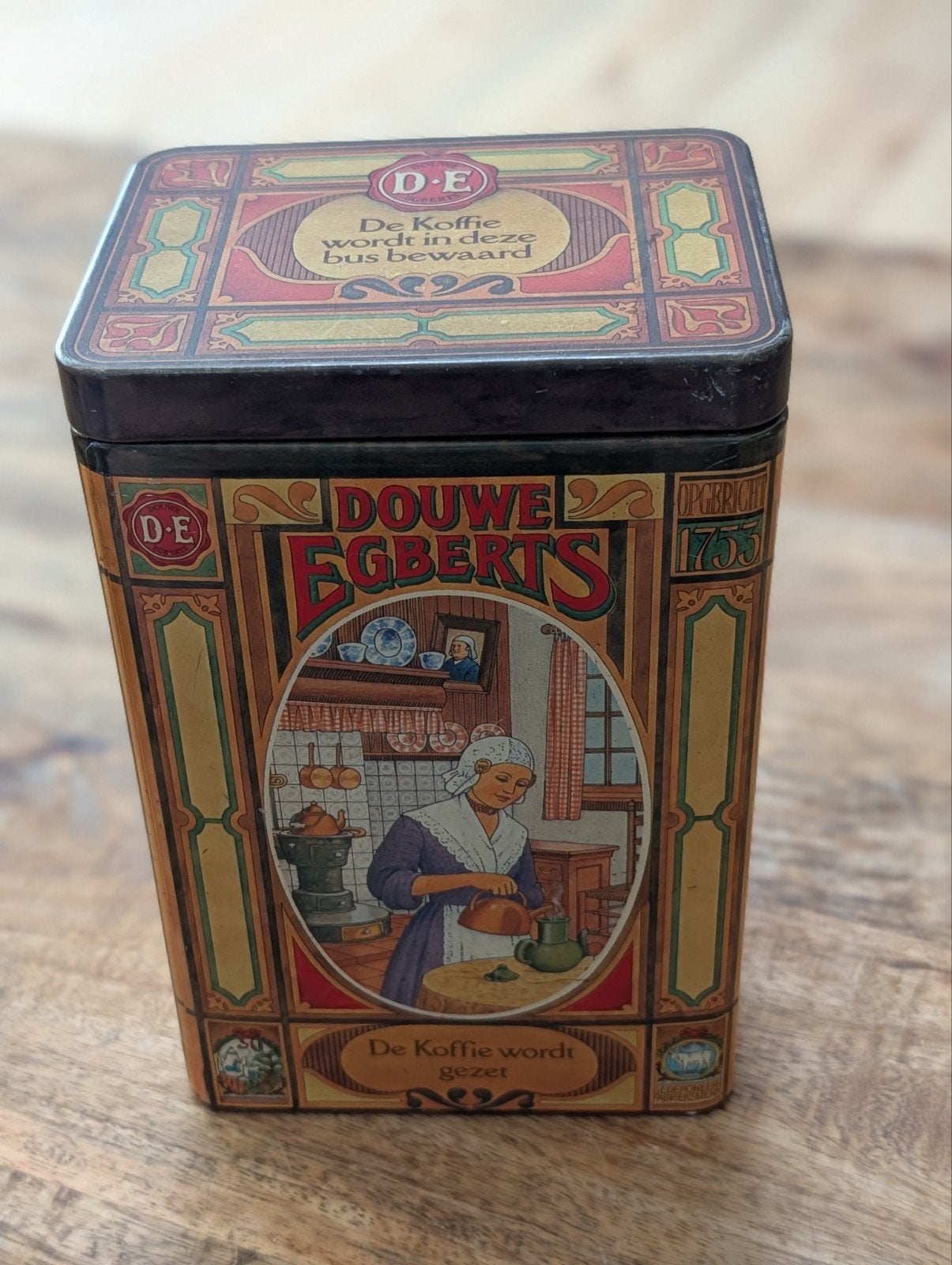 Vintage Douwe Egberts Koffieblik - Anno 1753, Verzamelen, Blikken, Ophalen of Verzenden, Gebruikt, Koffie, Douwe Egberts