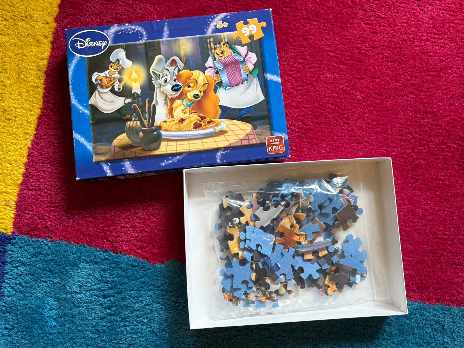 Disney Puzzel Lady & Vagebond 99 stukjes, Ophalen of Verzenden, Meer dan 50 stukjes, Gebruikt, 4 tot 6 jaar