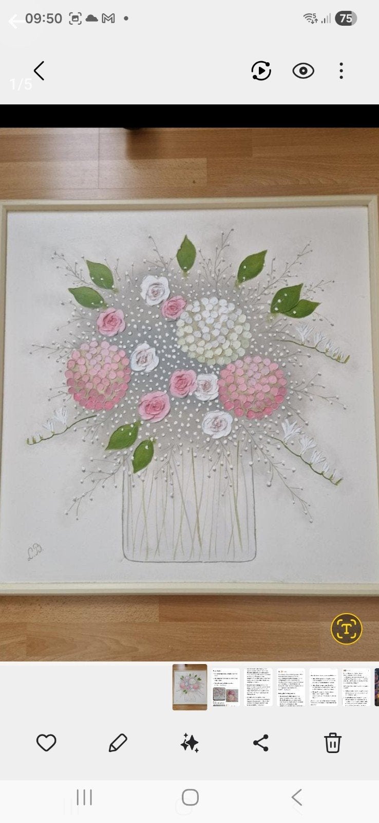 Bloemen Impasto Schilderij - Gesigneerd L.B., Ophalen of Verzenden, Ingelijst, Acrylverf, Doek