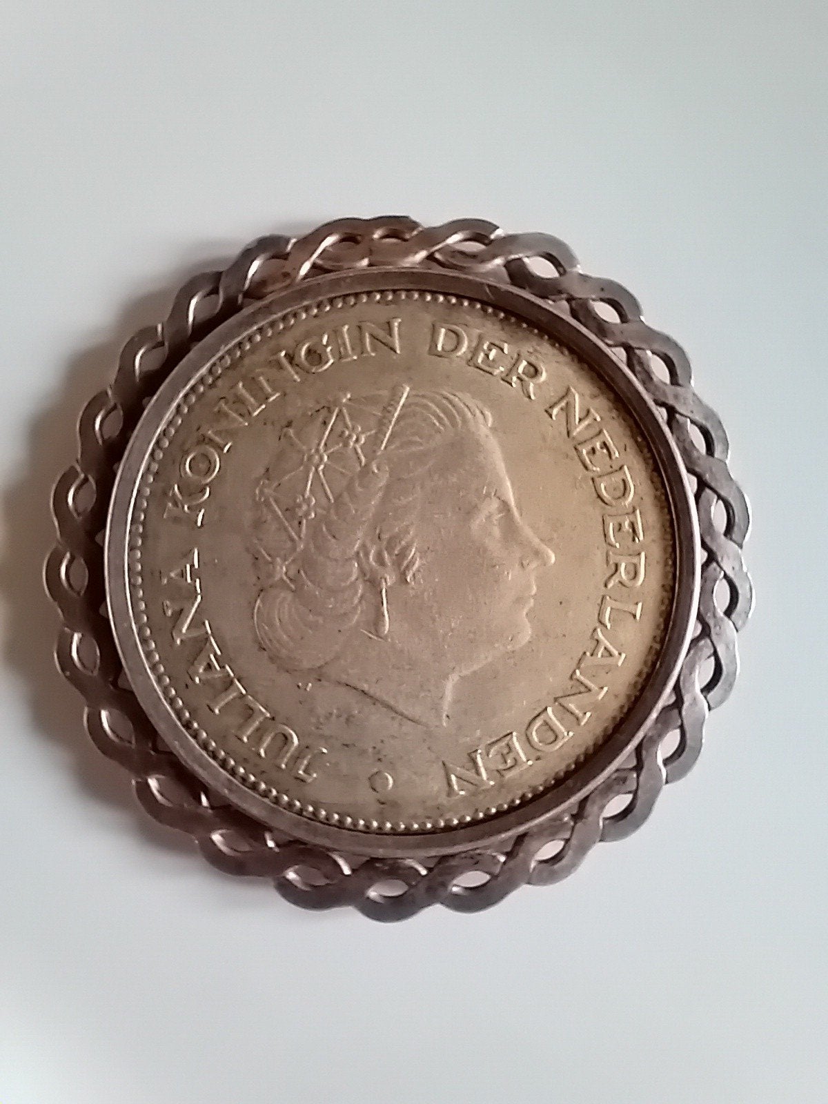 Zilveren 10 Gulden Munt Koningin Juliana 1970 in Broche, Koningin Juliana, Zilver, Ophalen of Verzenden, Losse munt
