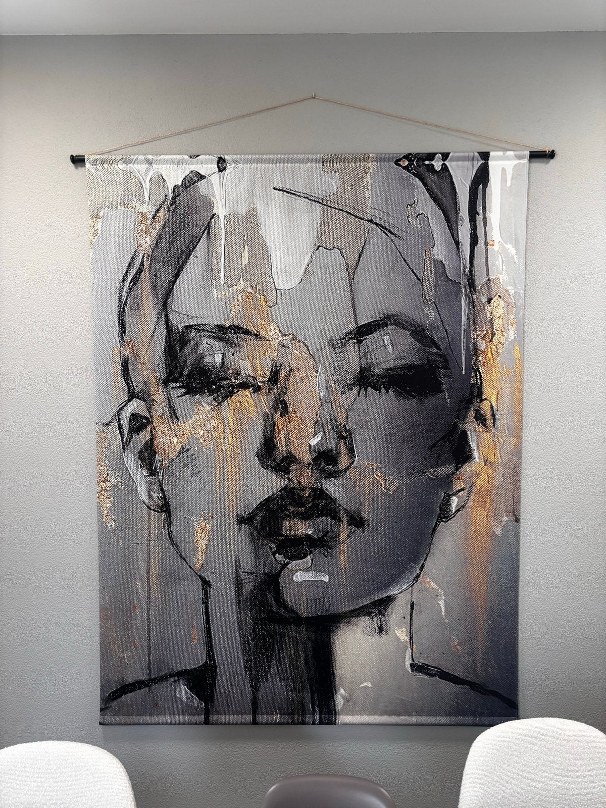 Abstract gezicht wandkleed - 140x170 cm, Ophalen, Overige typen, 125 cm of meer, Zo goed als nieuw