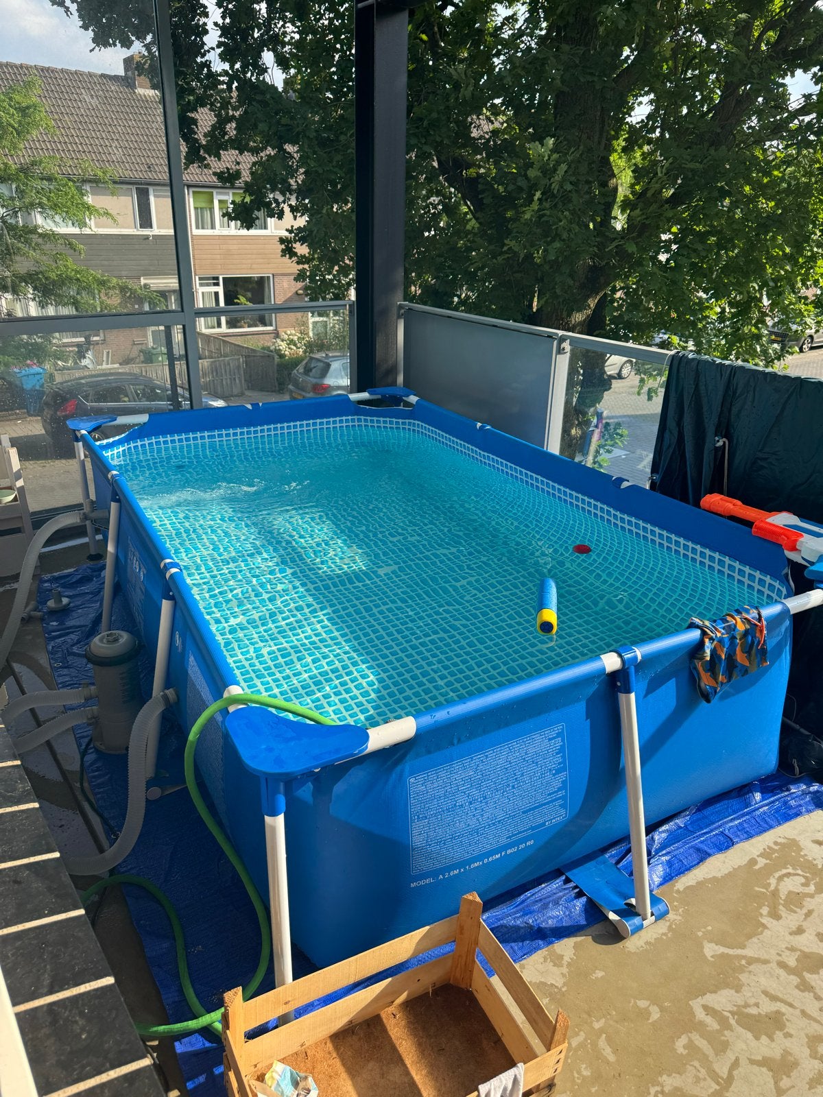 Intex zwembad 260x160  met pomp, filter, grond en afdekzeil, Tuin en Terras, Ophalen, Gebruikt, Minder dan 80 cm, Minder dan 200 cm