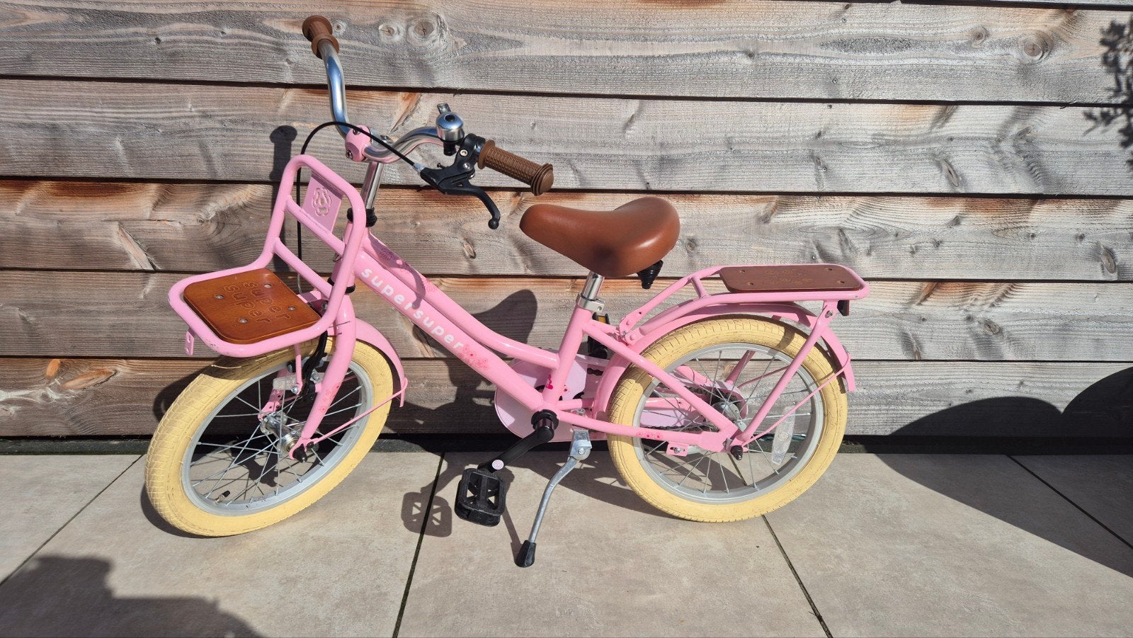 Supersuper Cooper kinderfiets 16 inch roze, Ophalen, Zijwieltjes, 16 tot 20 inch, Zo goed als nieuw
