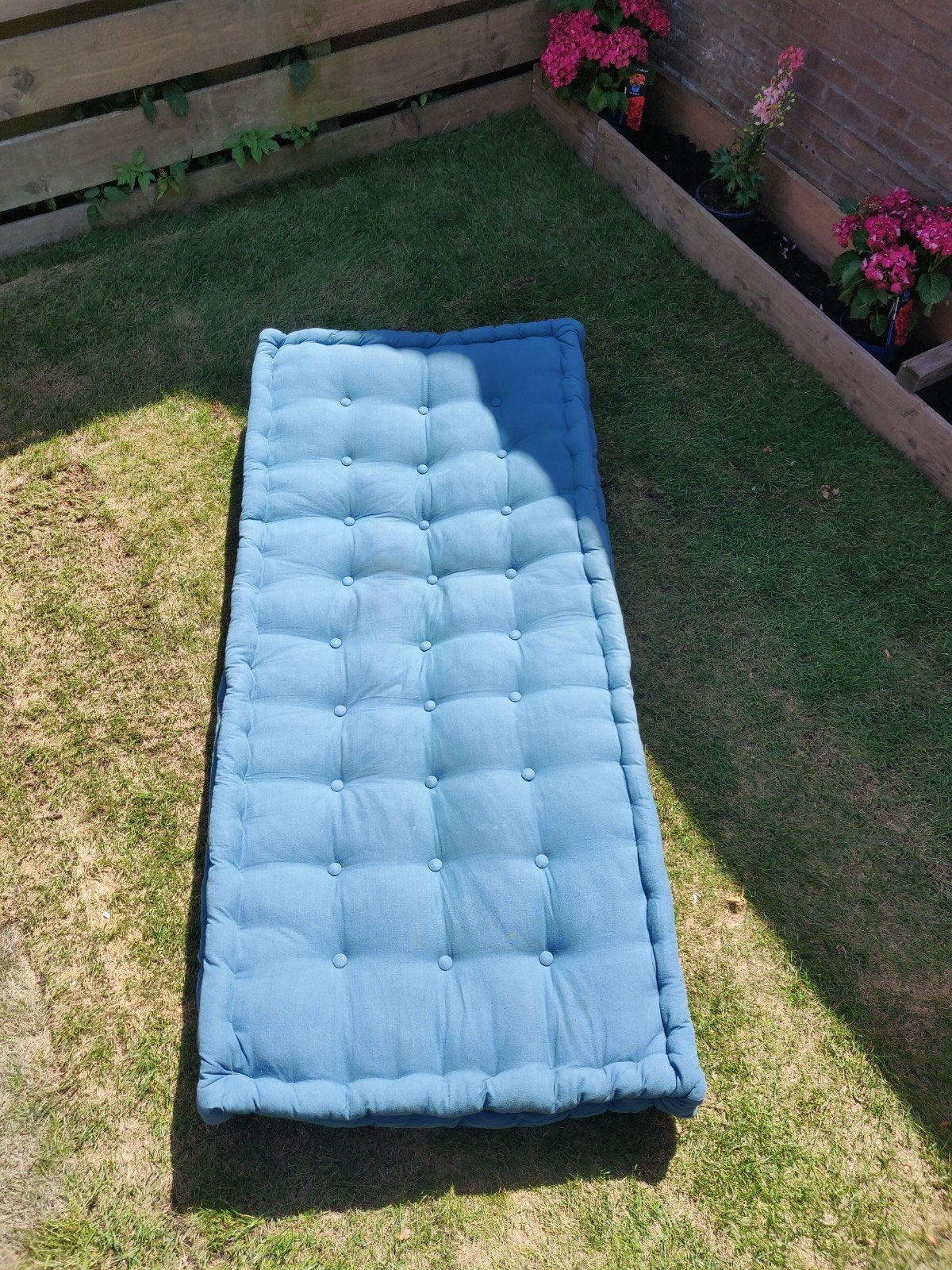 Maisons du monde matras bank turquoise petroleum blauw, Ophalen of Verzenden, Zo goed als nieuw