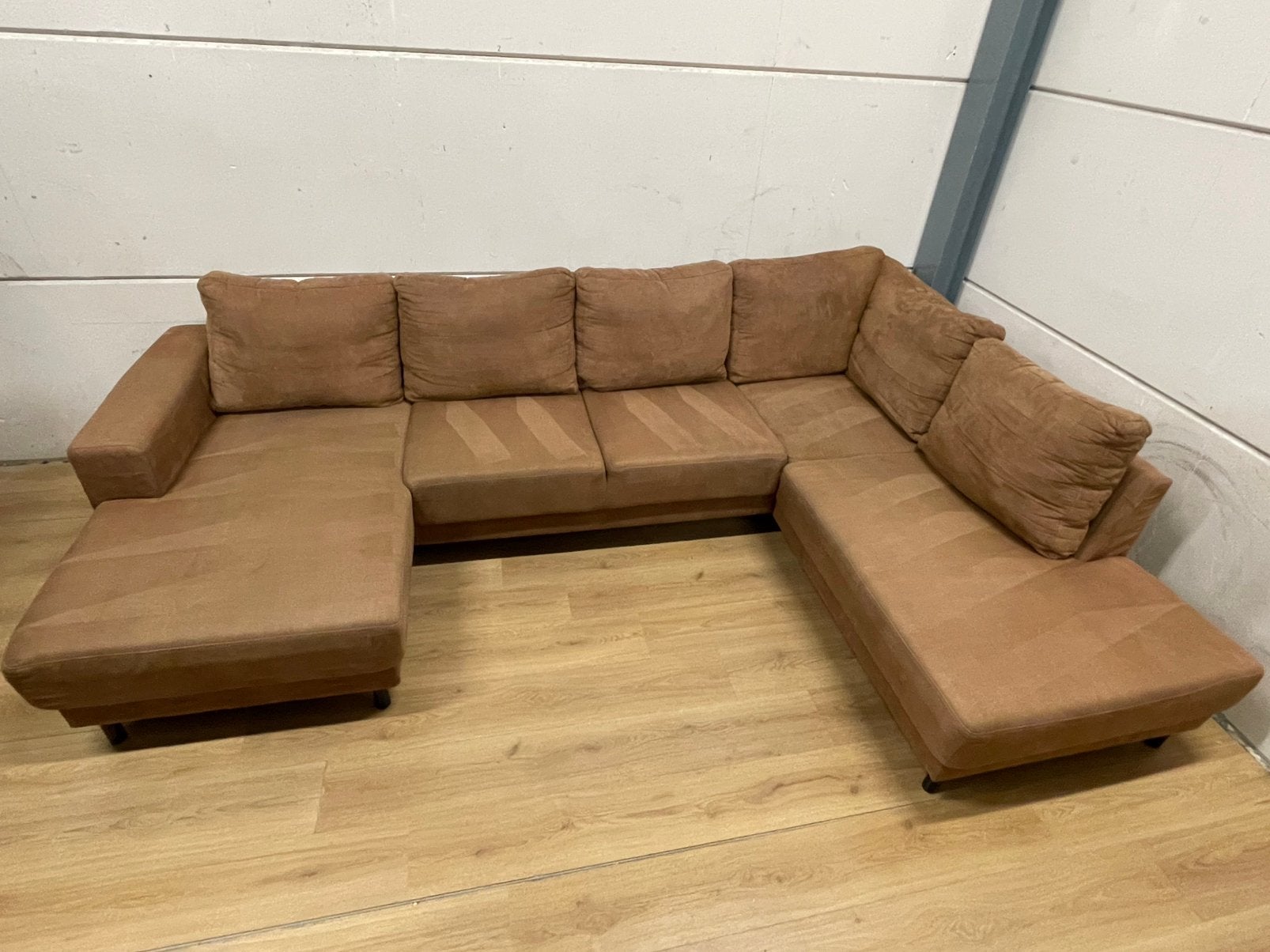 Mooie luxe suede cognac bruine u bank - GEREINIGD!!!