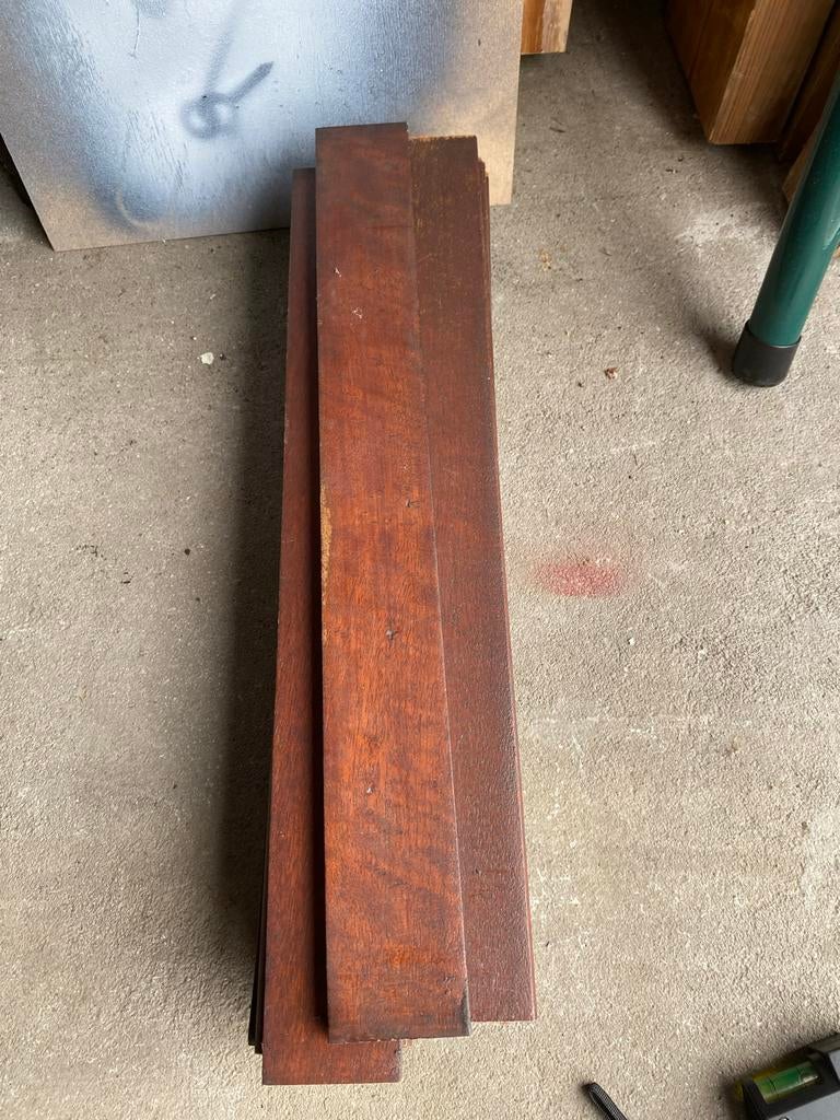 Donkerbruine hardhouten planken meranti, Doe-het-zelf en Verbouw, Hout en Planken, Gebruikt, Plank, Overige houtsoorten, Minder dan 200 cm