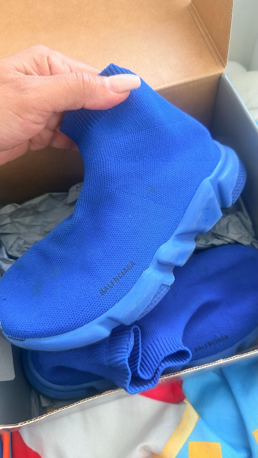 Balenciaga Speed LT Sneakers Blauw Maat 31-32, Ophalen of Verzenden, Zo goed als nieuw, Jongen of Meisje, Sportschoenen