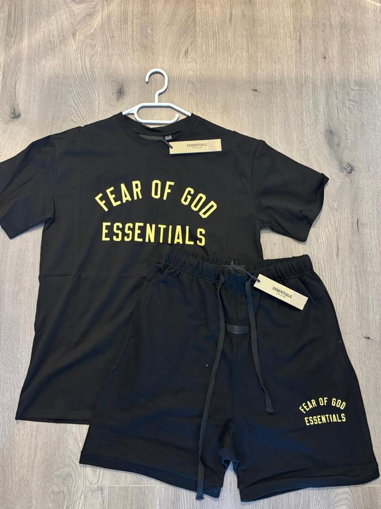 Fear of God Essentials Zwart T-shirt en Short Set, Ophalen of Verzenden, Nieuw