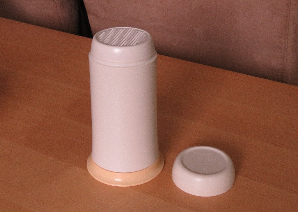 Tupperware Poedersuikerstrooier Geel/Wit, Ophalen, Zo goed als nieuw, Wit, Overige typen