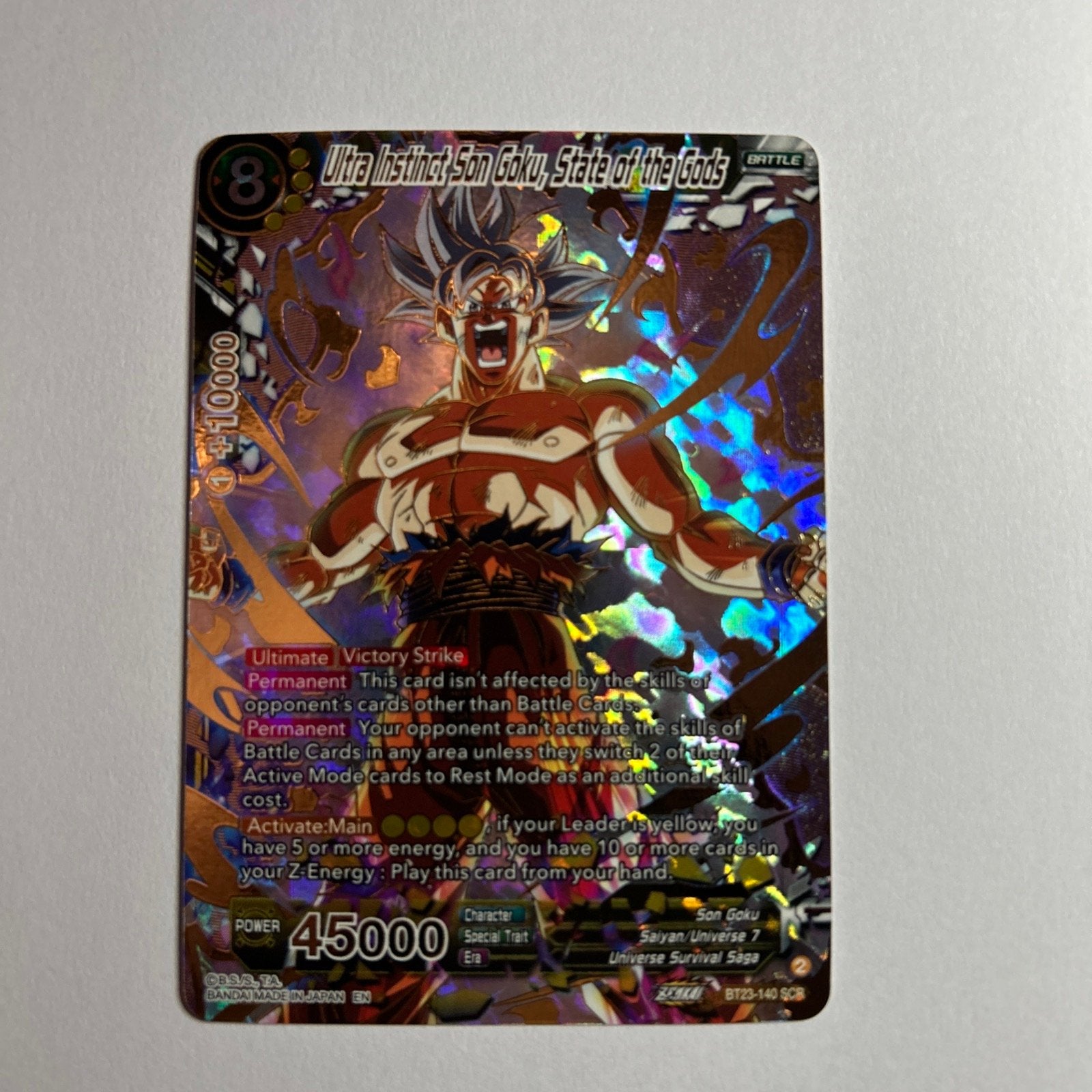 Dragon Ball Super Card Game: Ultra Instinct Son Goku, Ophalen of Verzenden, Zo goed als nieuw, Losse kaart, Foil