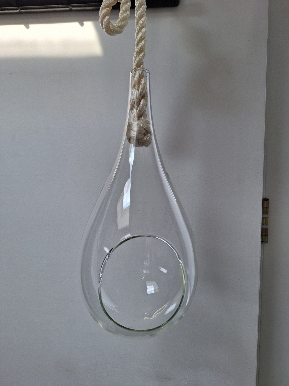 Glazen hangvaas plantenhanger druppel, Ophalen of Verzenden, Zo goed als nieuw, Glas, 30 cm