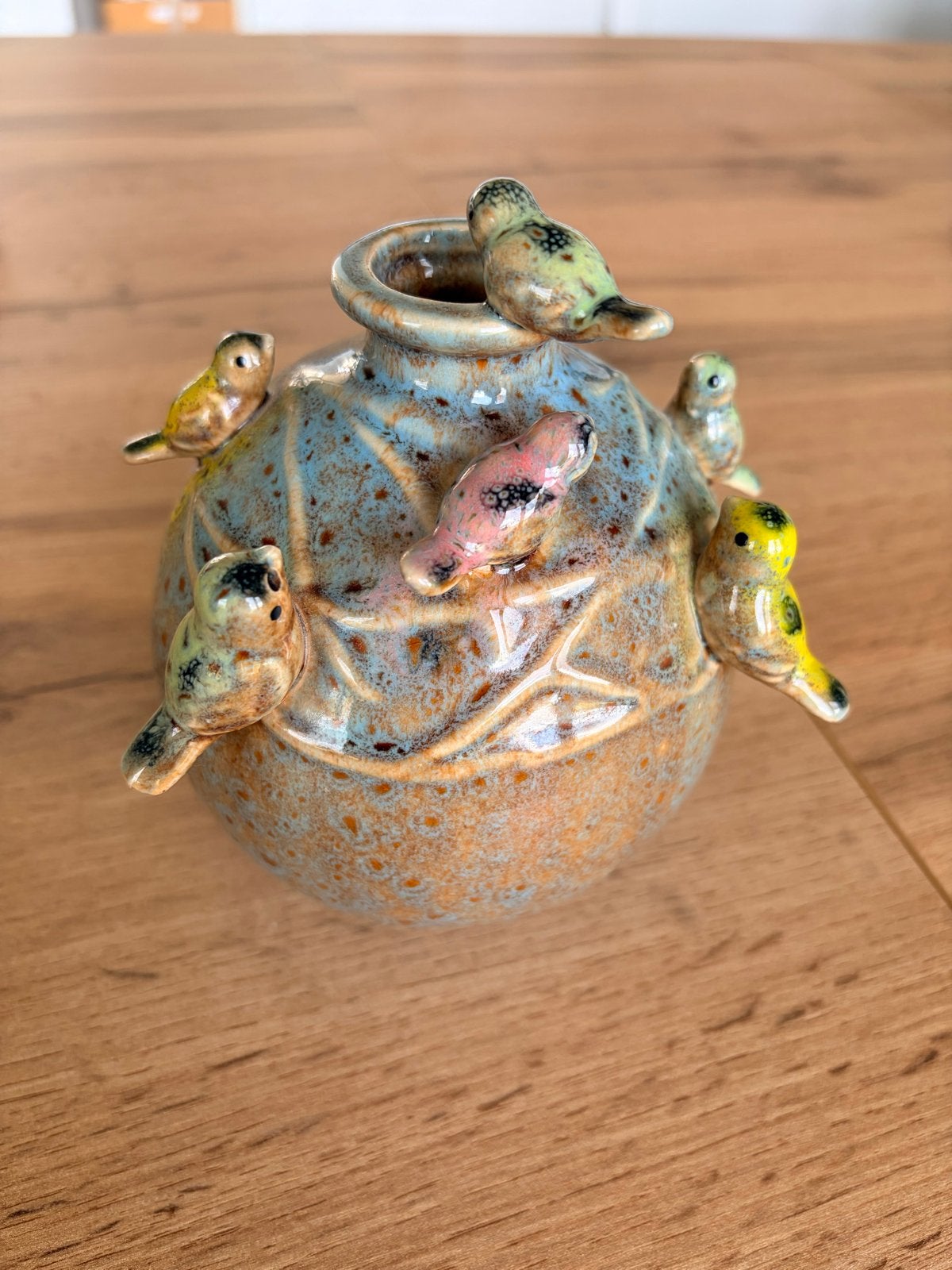Unieke keramische vaas met vogeltjes van Daan Kromhout, Ophalen