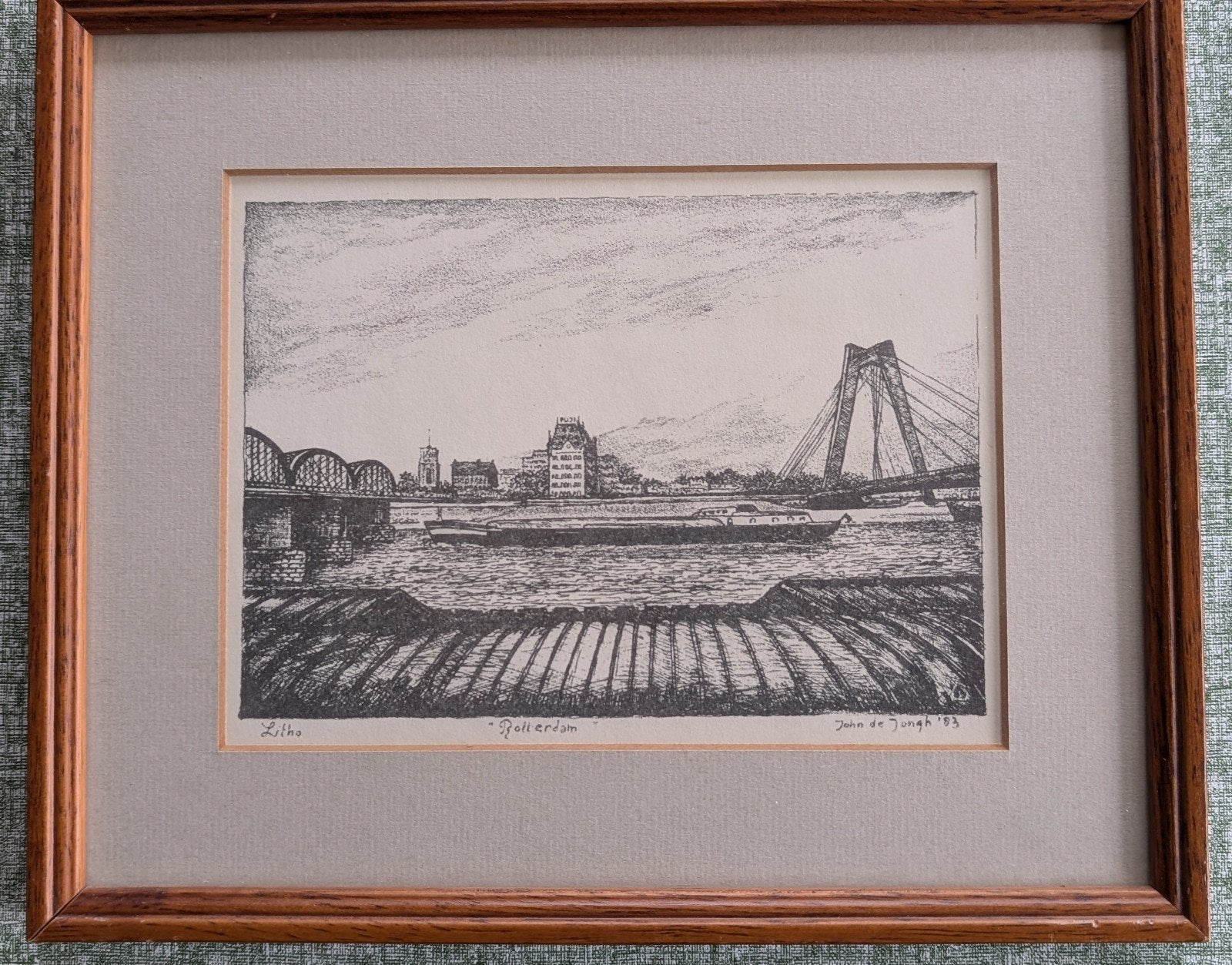 Litho Rotterdam - Jan de Jongh '83, Gesigneerd, Ophalen of Verzenden, Landschappen, Lithografie