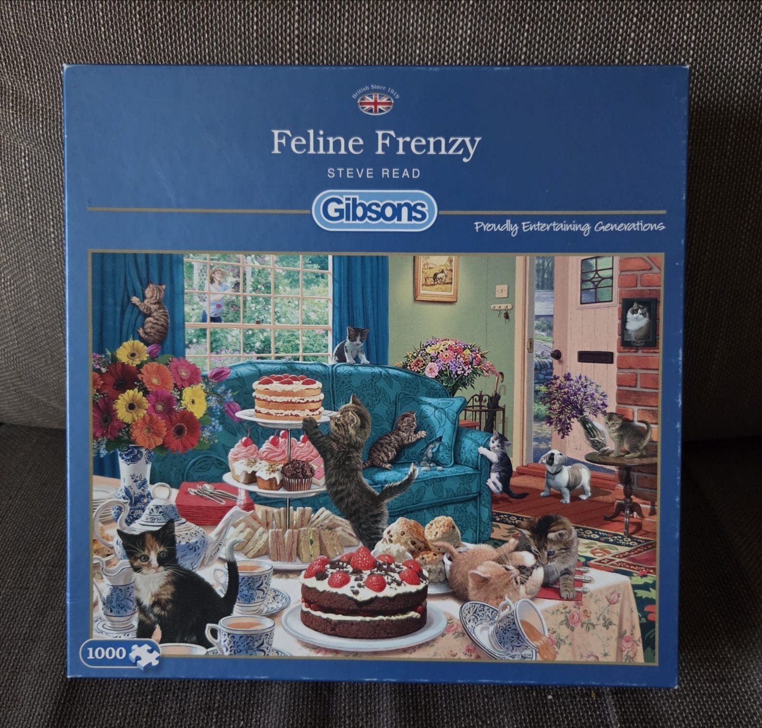 Gibsons Feline Frenzy Legpuzzel 1000 stukjes, Ophalen of Verzenden, 500 t/m 1500 stukjes, Gebruikt, Legpuzzel