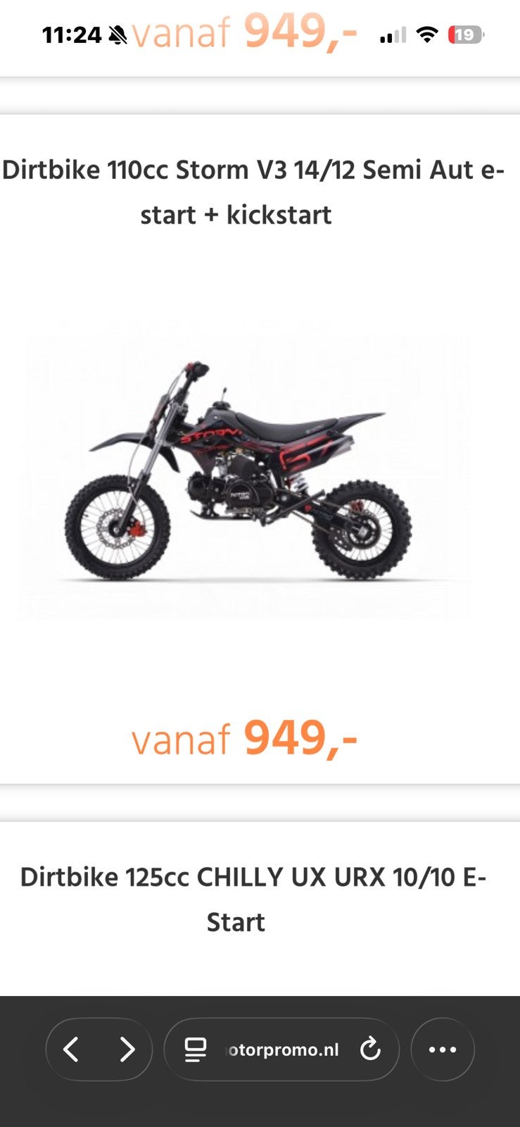 110 cc crosmotor nitro honda 12/14 inch borbine defect, Ophalen of Verzenden