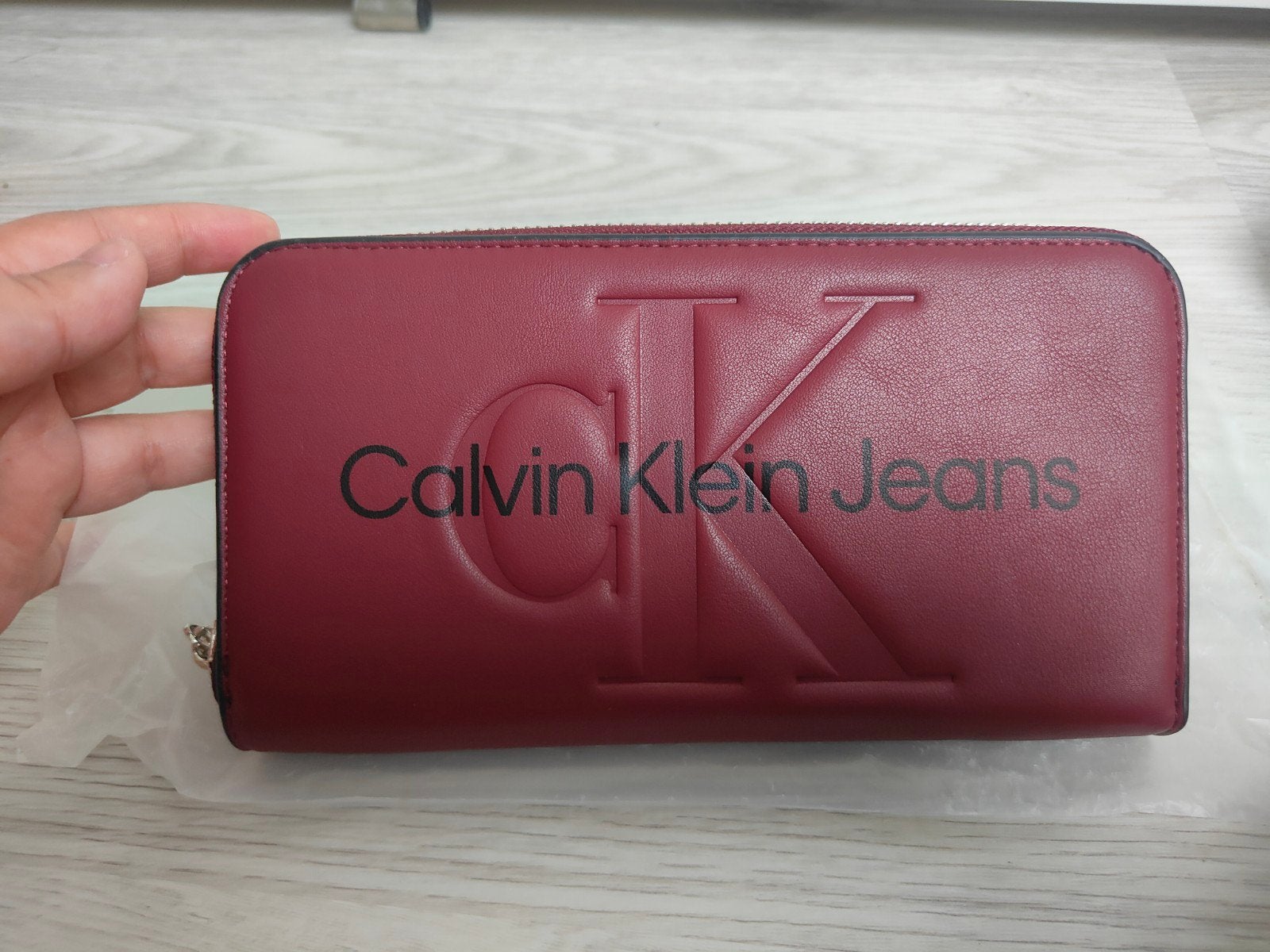Calvin Klein Jeans portemonnee - Bordeauxrood, Ophalen of Verzenden, Nieuw, Rood, Overige merken