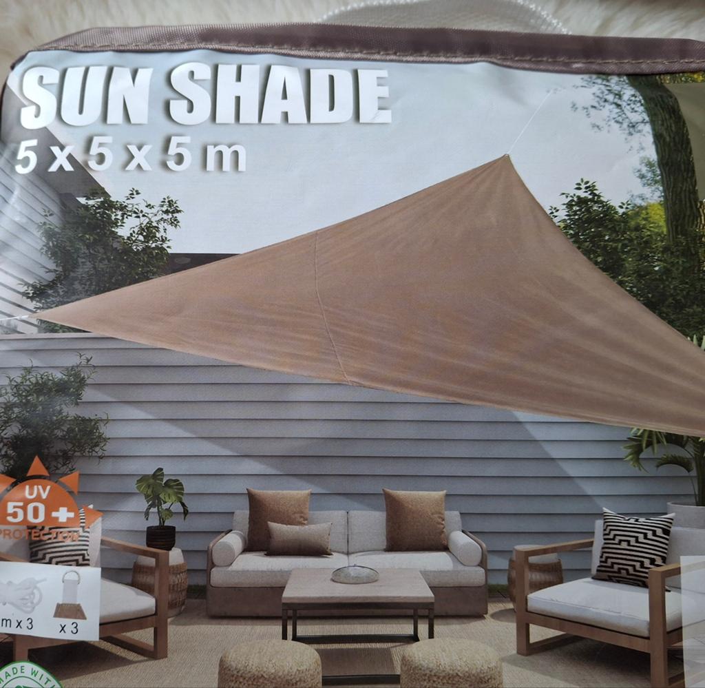 Schaduwdoek beige 5 x 5 x 5 NIEUW, Tuin en Terras, Ophalen, Nieuw