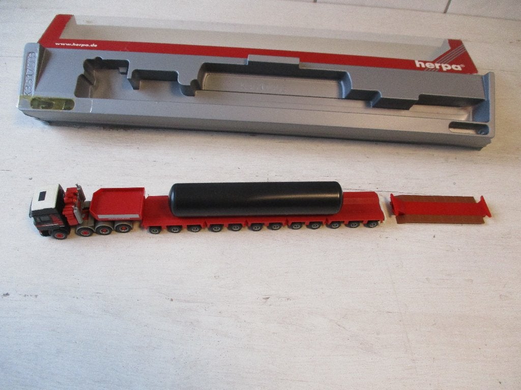 Herpa Mammoet M.A.N. met Dieplader en Belading, Hobby en Vrije tijd, Modelauto's | 1:87, Ophalen of Verzenden, Nieuw, Bus of Vrachtwagen