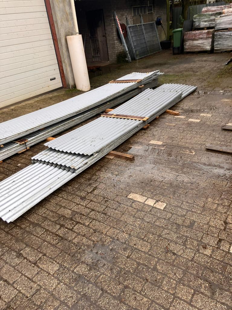Stalen golfplaat/wandbeplating zilvergrijs, Doe-het-zelf en Verbouw, Platen en Panelen, Ophalen, Gebruikt, Overige materialen