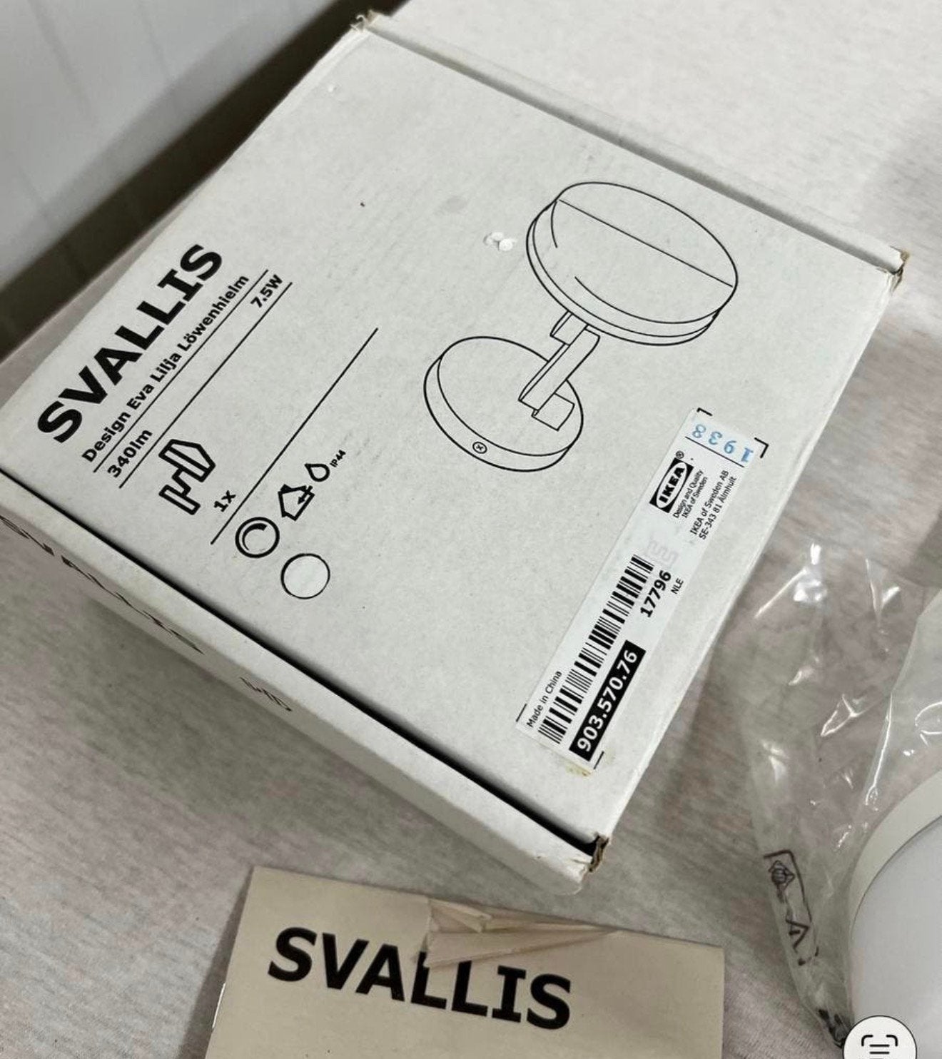 IKEA SVALLIS LED Wandlamp + Zwenkarm Wit 6" 803.570.76 lamp, B, Nieuw, H, H