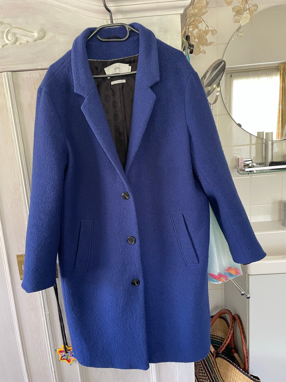 Cloced wollen dames winterjas, gevoerd, zo goed als nieuw, Ophalen of Verzenden, Zo goed als nieuw, Maat 38/40 (M), Blauw