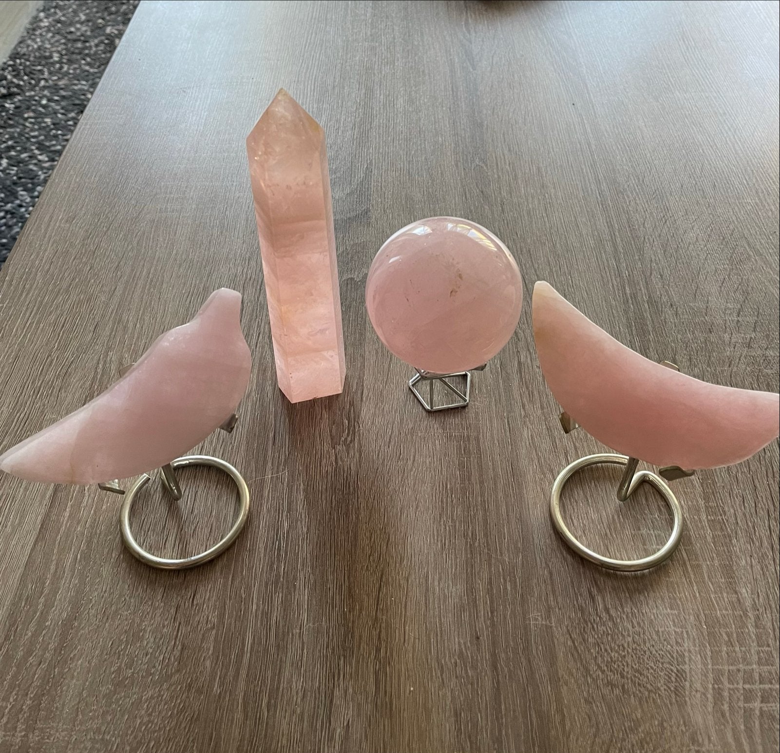 Roze Kwarts Set: Bol, Toren en Maanvormige Stukken, Overige stijlen, Roze, Ophalen of Verzenden, Zo goed als nieuw