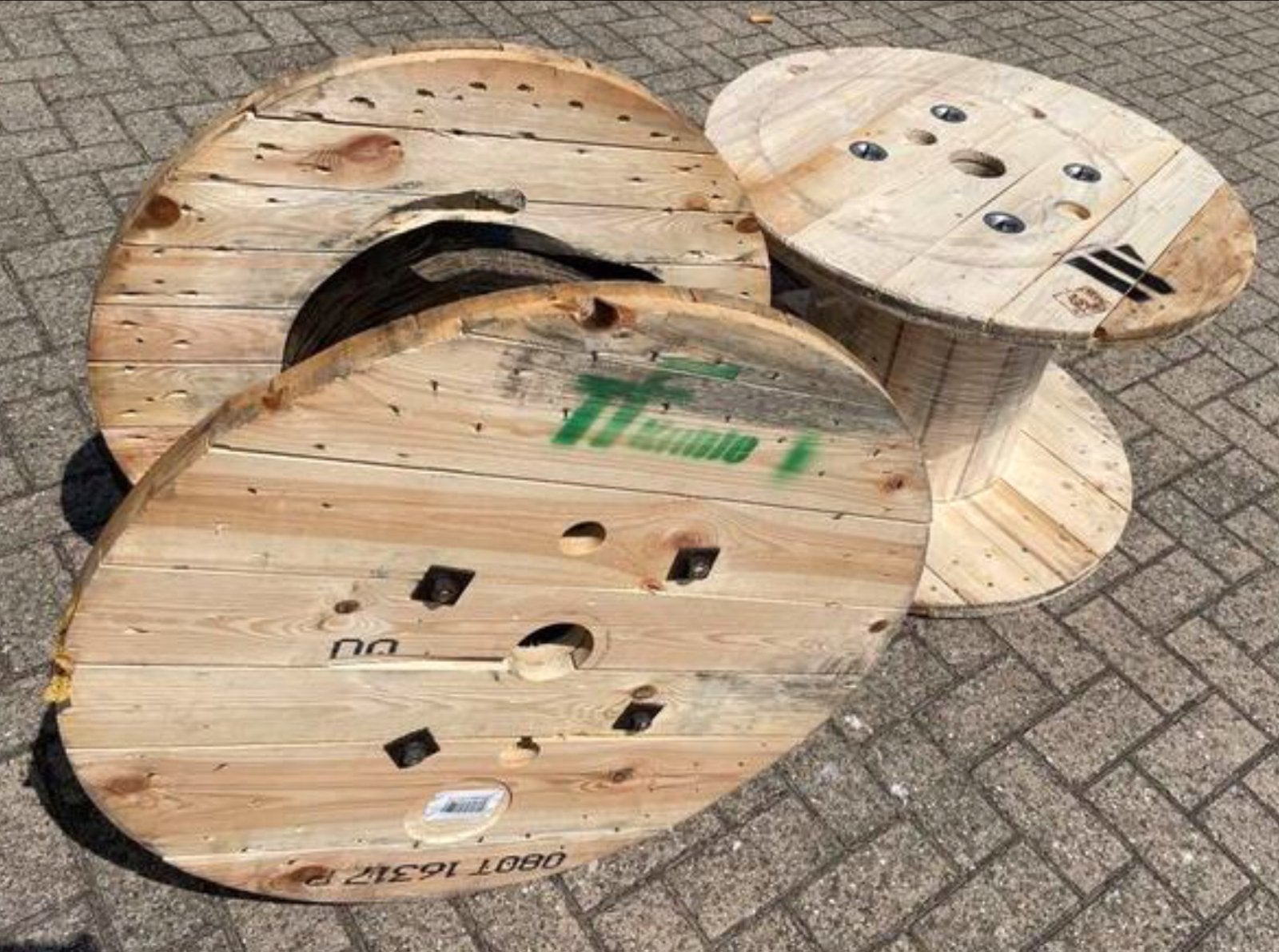 Houten kabelhaspels, Ophalen, Gebruikt