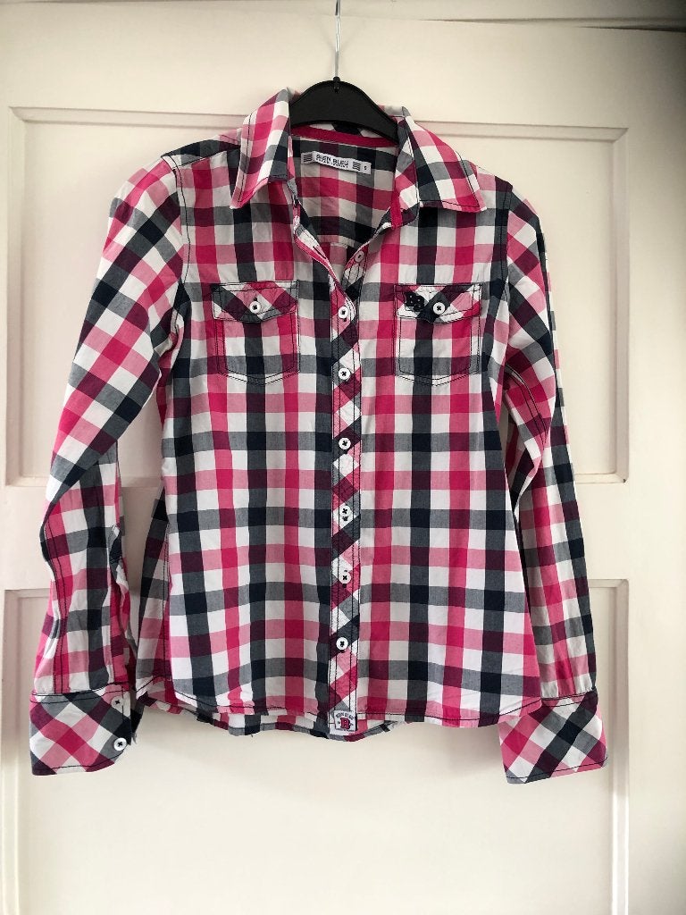 Bien Bleu blouse roze/ wit / grijs maat S, Ophalen of Verzenden, Zo goed als nieuw, Roze, Maat 36 (S)