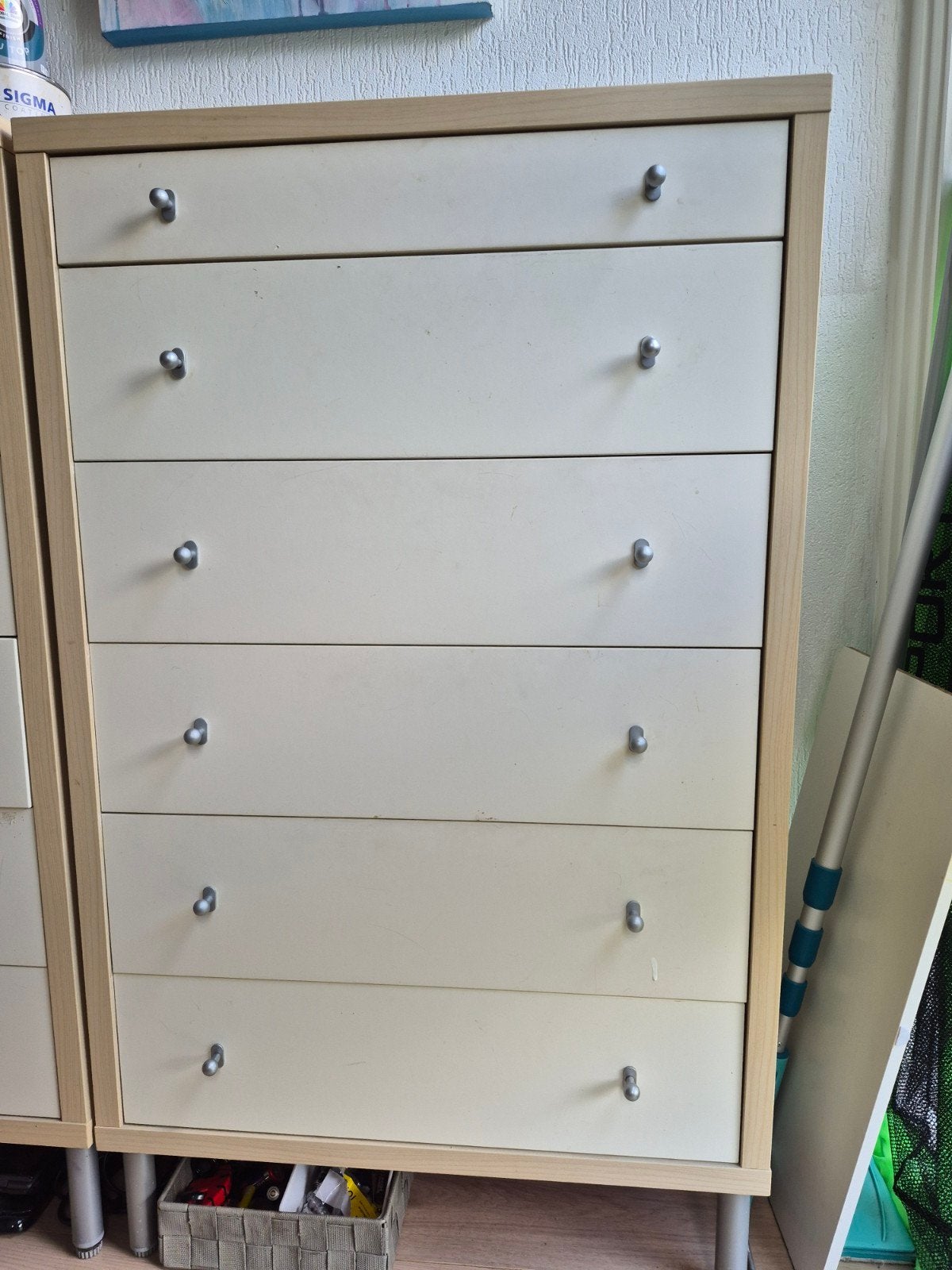 Ikea Magiker kast Berkenfineer 6 lades, Ophalen, 5 laden of meer, 100 tot 150 cm, 50 tot 100 cm
