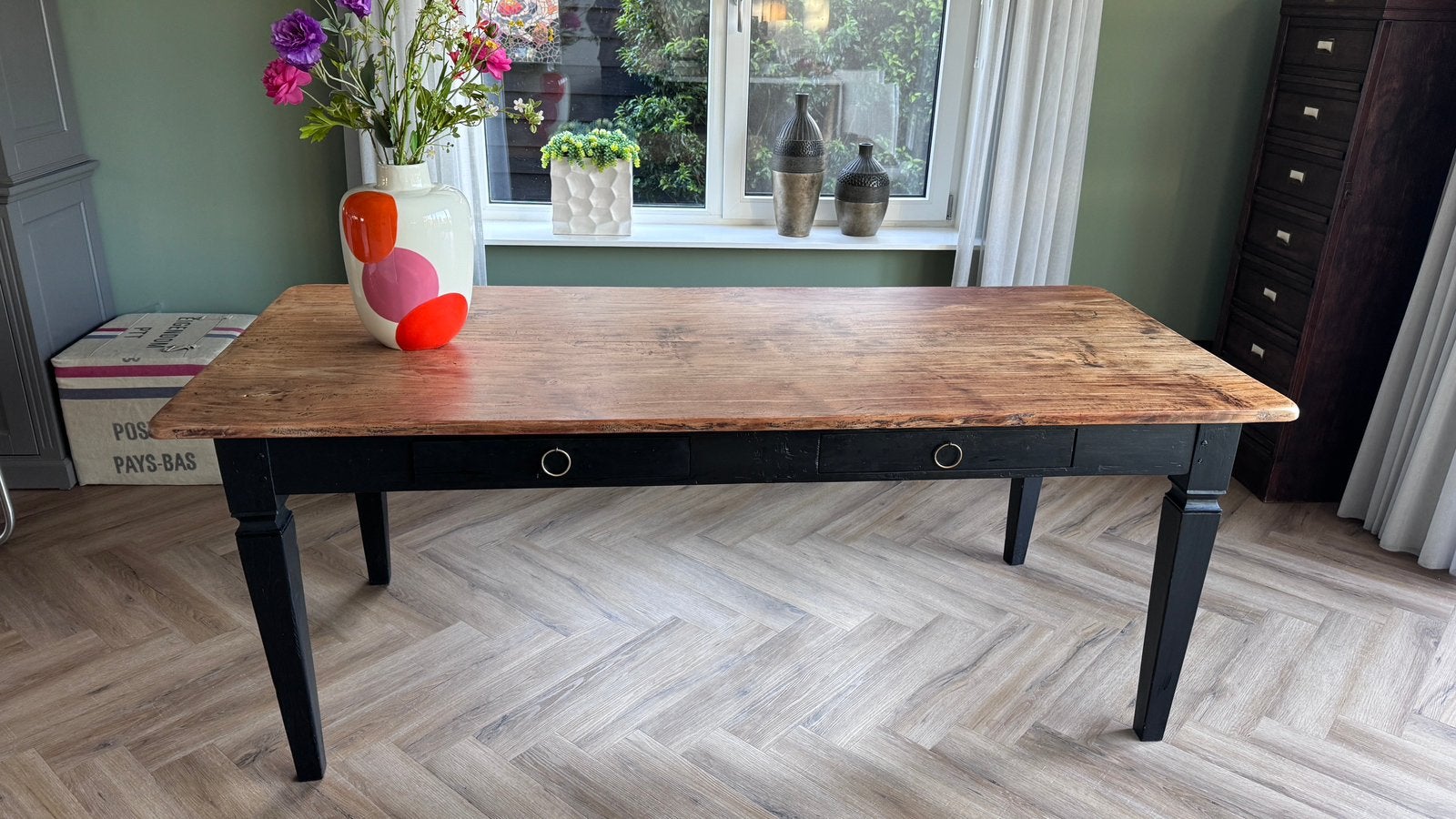 Prachtige eettafel teak, Gebruikt, Teakhout, 200 cm of meer, 50 tot 100 cm