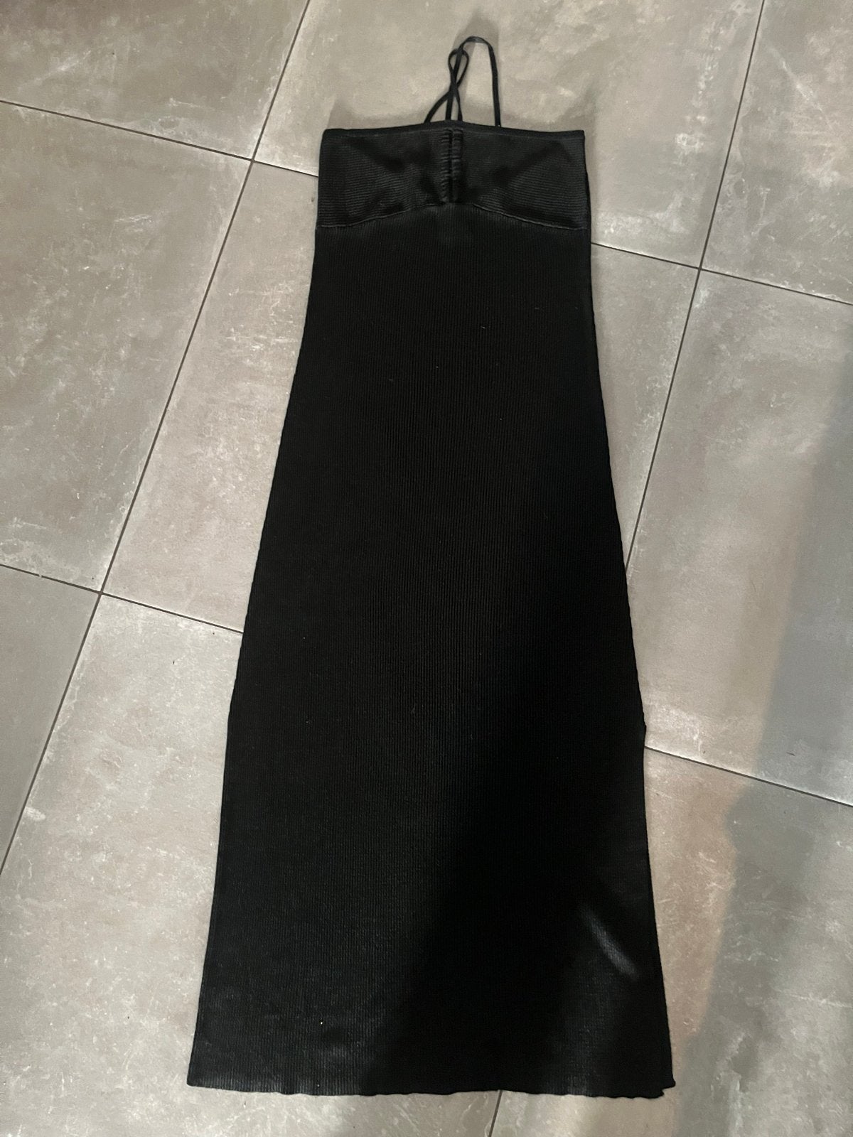 Massimo Dutti Strapless Jurk Zwart Ribstof, Zwart, Maat 42/44 (L), Ophalen of Verzenden, Zo goed als nieuw