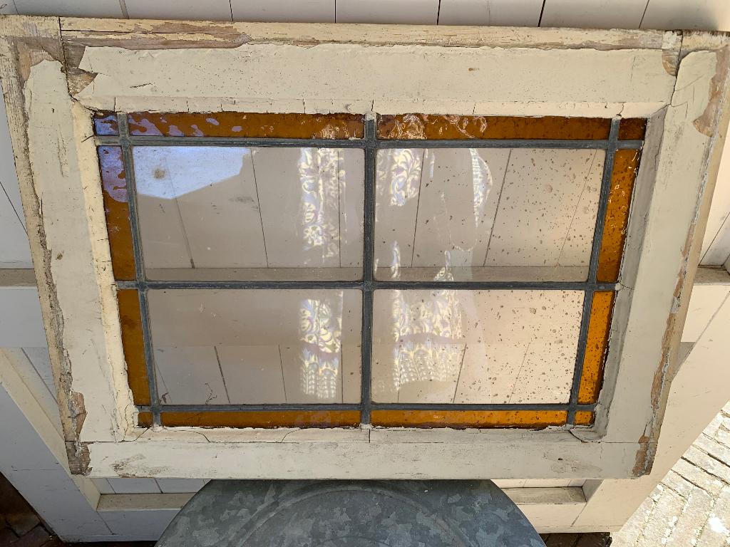 Glas in lood raam, Ophalen, Gevelraam of Ruit, Gebruikt, Minder dan 80 cm