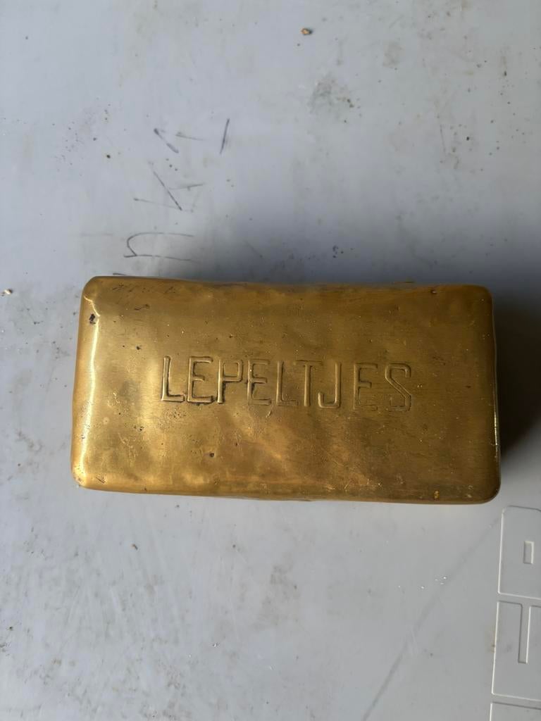 Antiek lepel doosje, koper, Ophalen