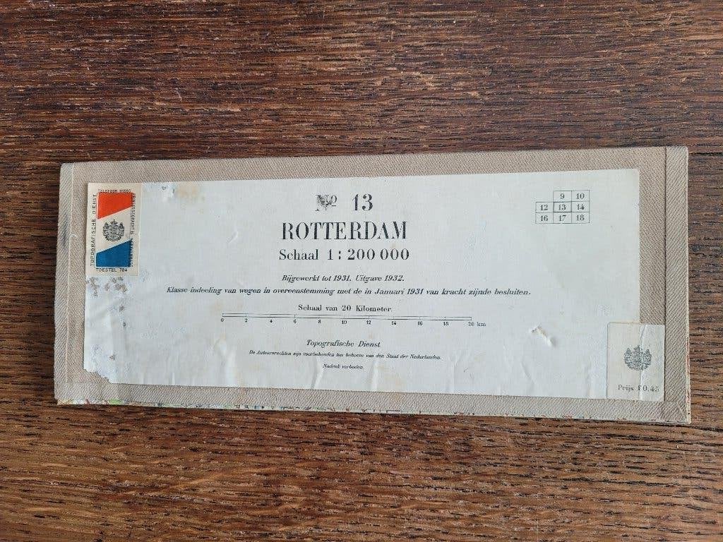 stafkaart Rotterdam 1932, Ophalen of Verzenden, 1800 tot 2000, Landkaart, Zo goed als nieuw