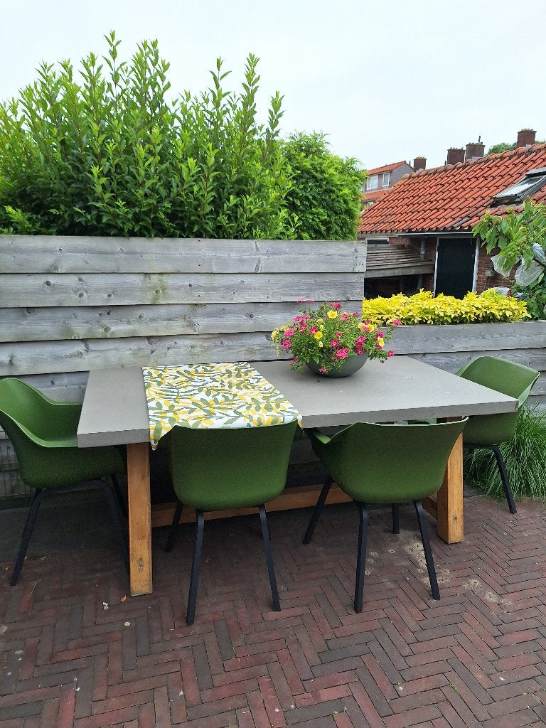 Betonlook, hardhout, polystone Veltis tuintafel, Ophalen, Gebruikt, Rechthoekig, Hout