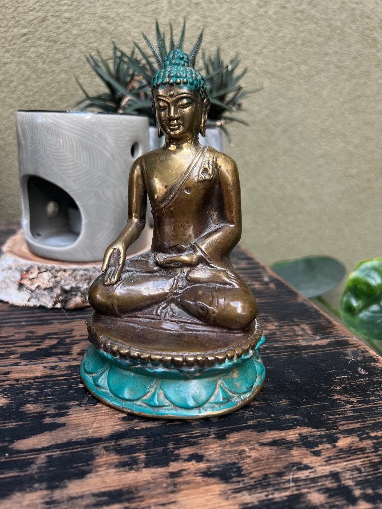 Thaise boeddha brons Thailand buddha, Verburgt Vintage, Metaal, Massief, Ophalen of Verzenden