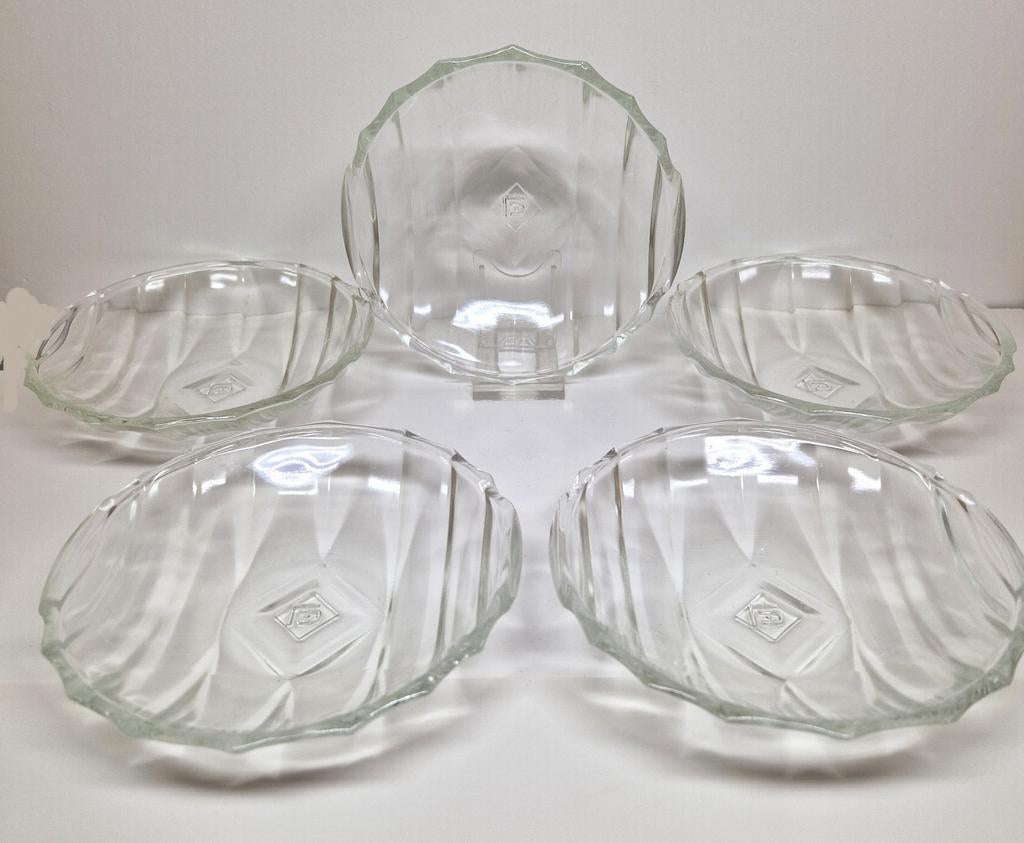 A.D. Copier Glasfabriek Leerdam schotelset model KO1616 1933, Antiek en Kunst, Antiek | Glas en Kristal, Ophalen of Verzenden