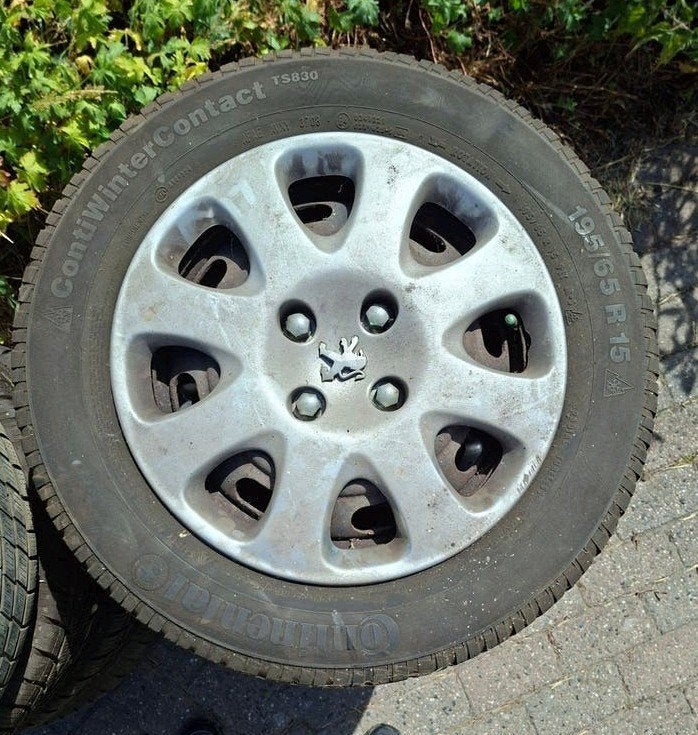 Continental WinterContact 195/65 R15 met Peugeot velgen, Ophalen, Gebruikt