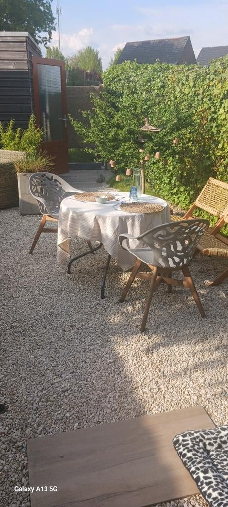 Twee terrasstoelen taupe, Tuin en Terras, Tuinsets en Loungesets, Ophalen of Verzenden, Gebruikt