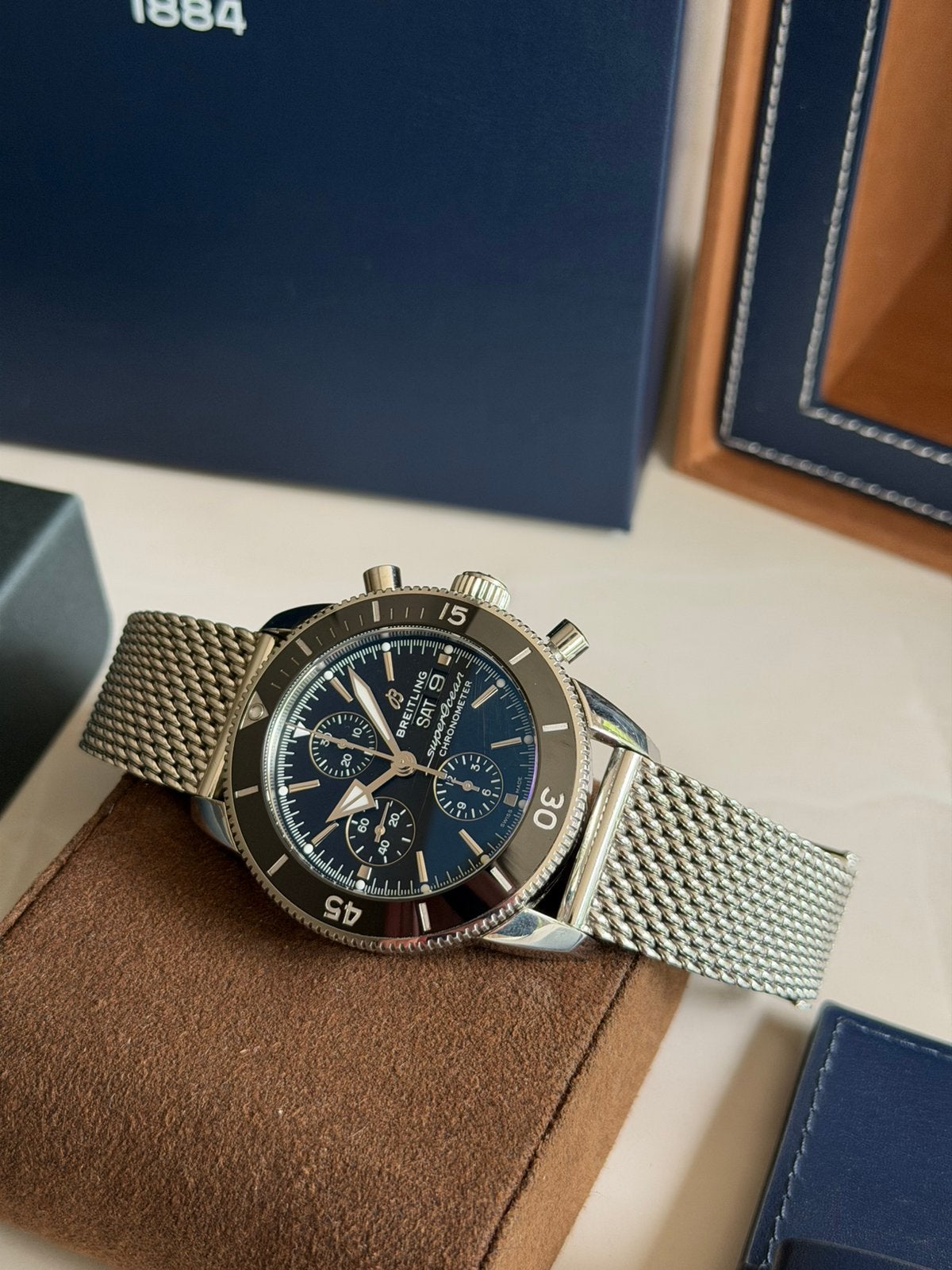Originele Breitling Superocean Heritage Chronograph Full Set, Staal, Staal, Breitling, Polshorloge